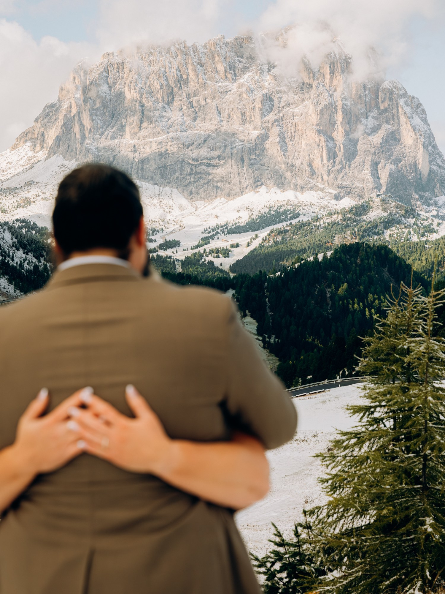 A and A in snowy Dolomites