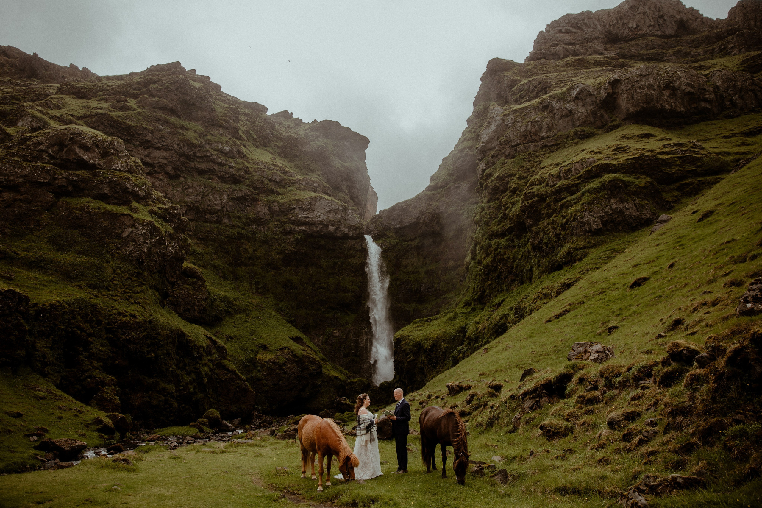wedding ceremony at secret waterfall in Iceland