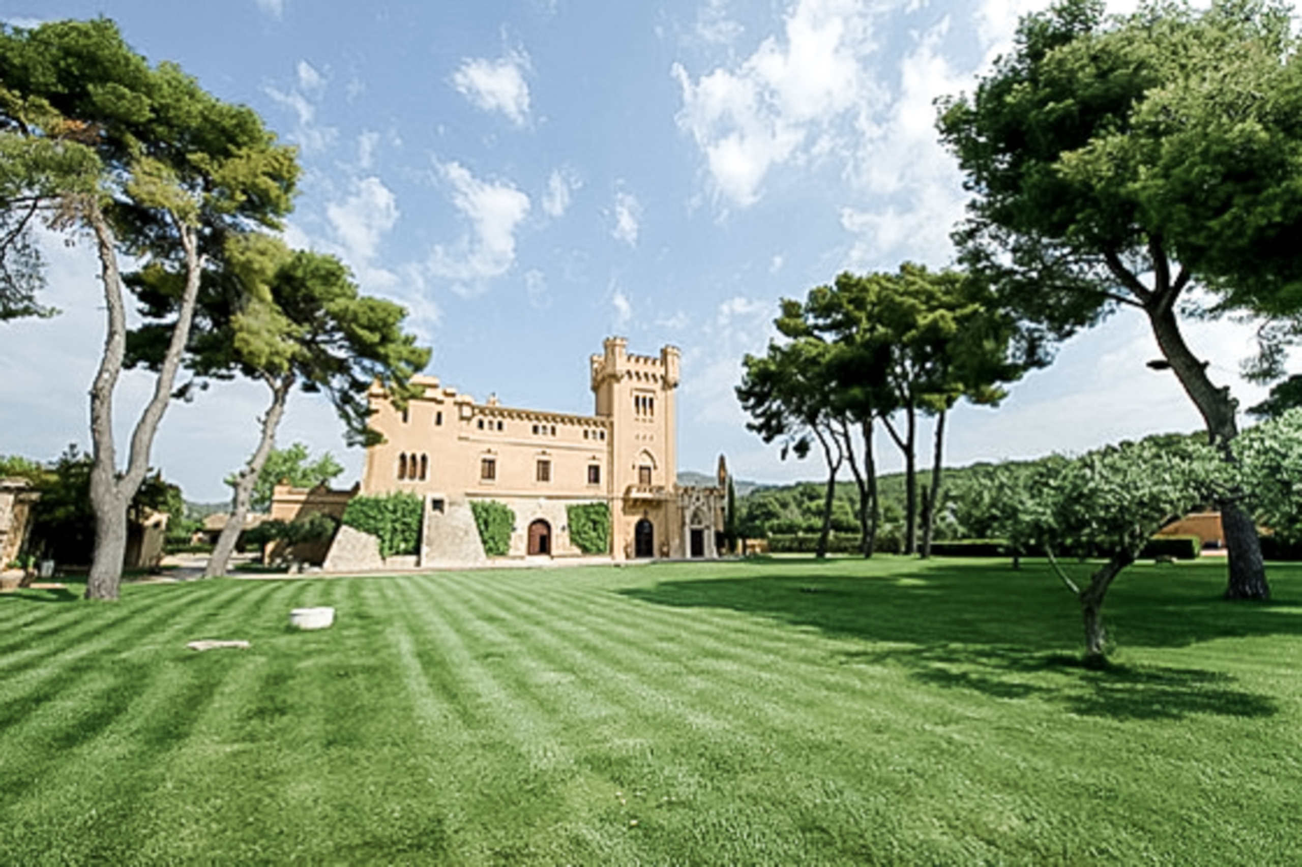 Magnificent overview at Torre del Veguer, historic winery in Catalonia