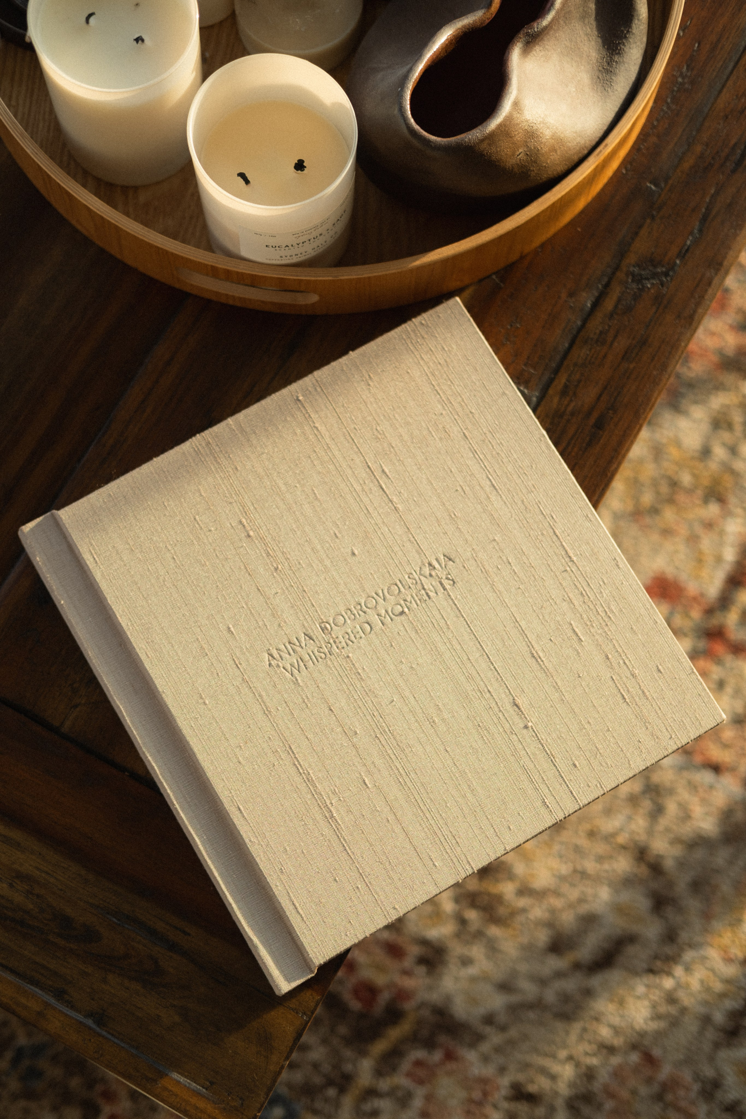 Custom-designed family photo album with silk cover and thick matte pages – heirloom album by Richmond documentary photographer