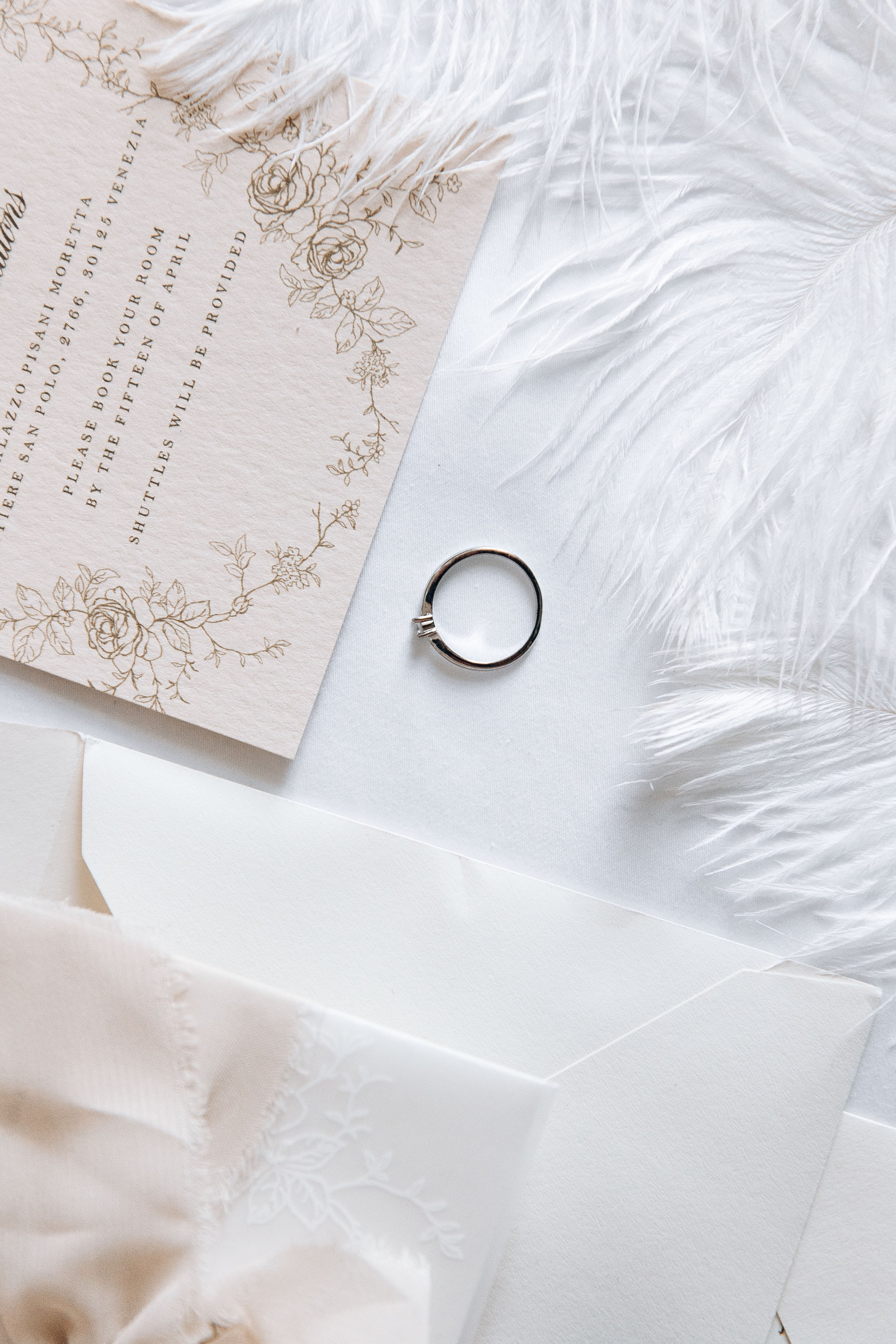 Close-up shot of the wedding details