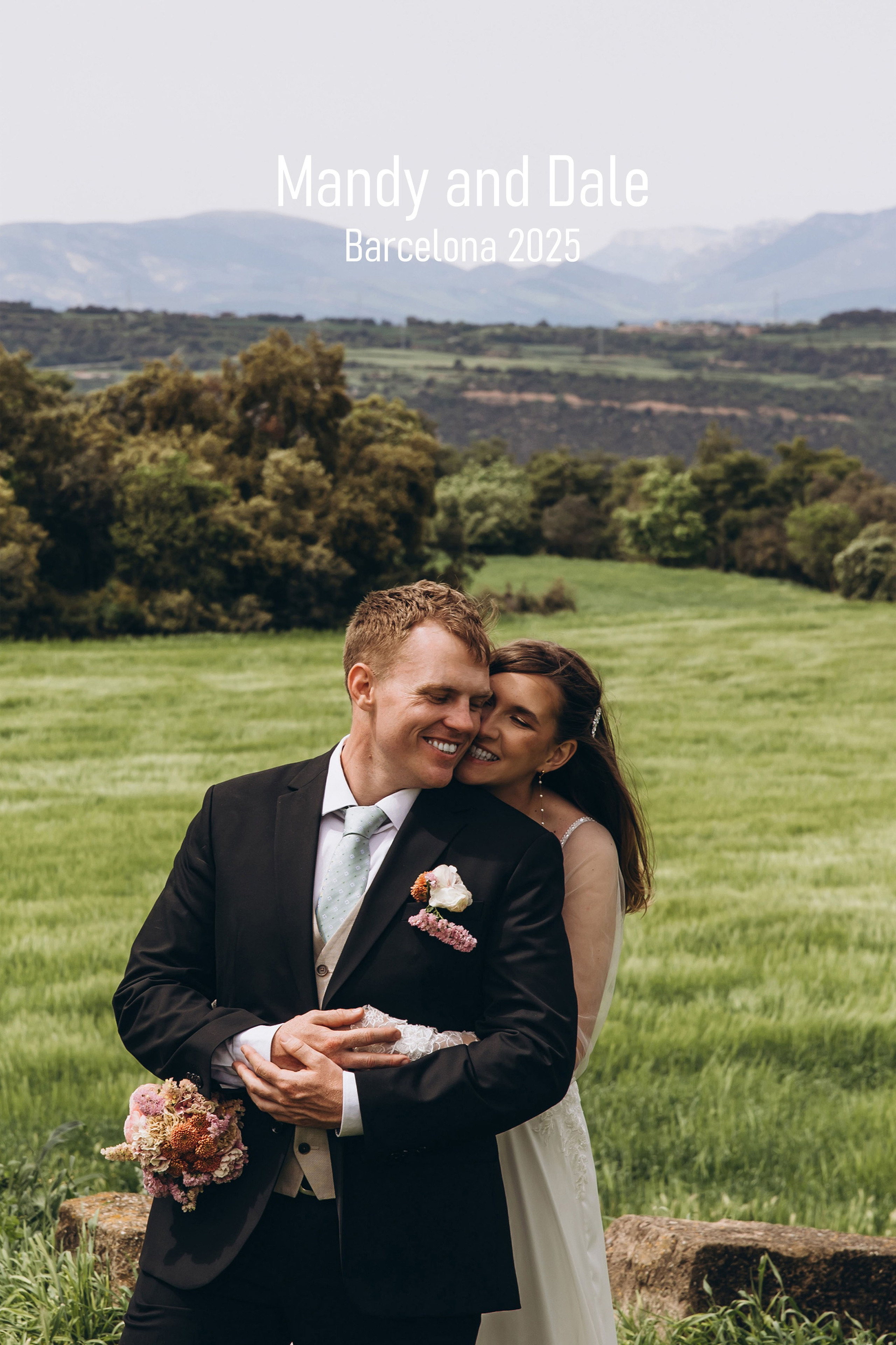 Romantic wedding photoshoot in Barcelona, Spain, with sea and mountain views, beautiful couple with wedding photographer and videographer in Spain
