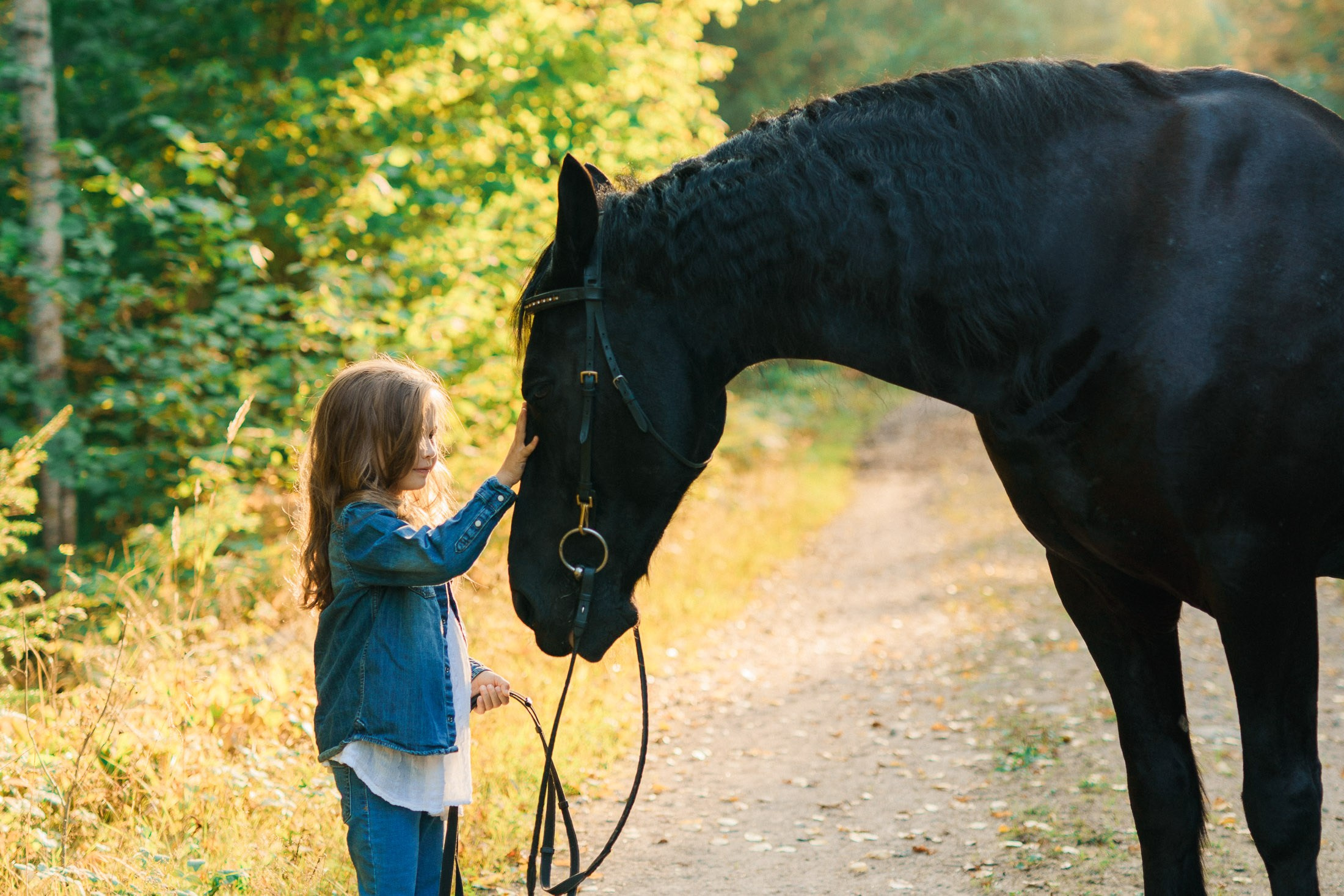 Lapsikuvaus hevosen kanssa