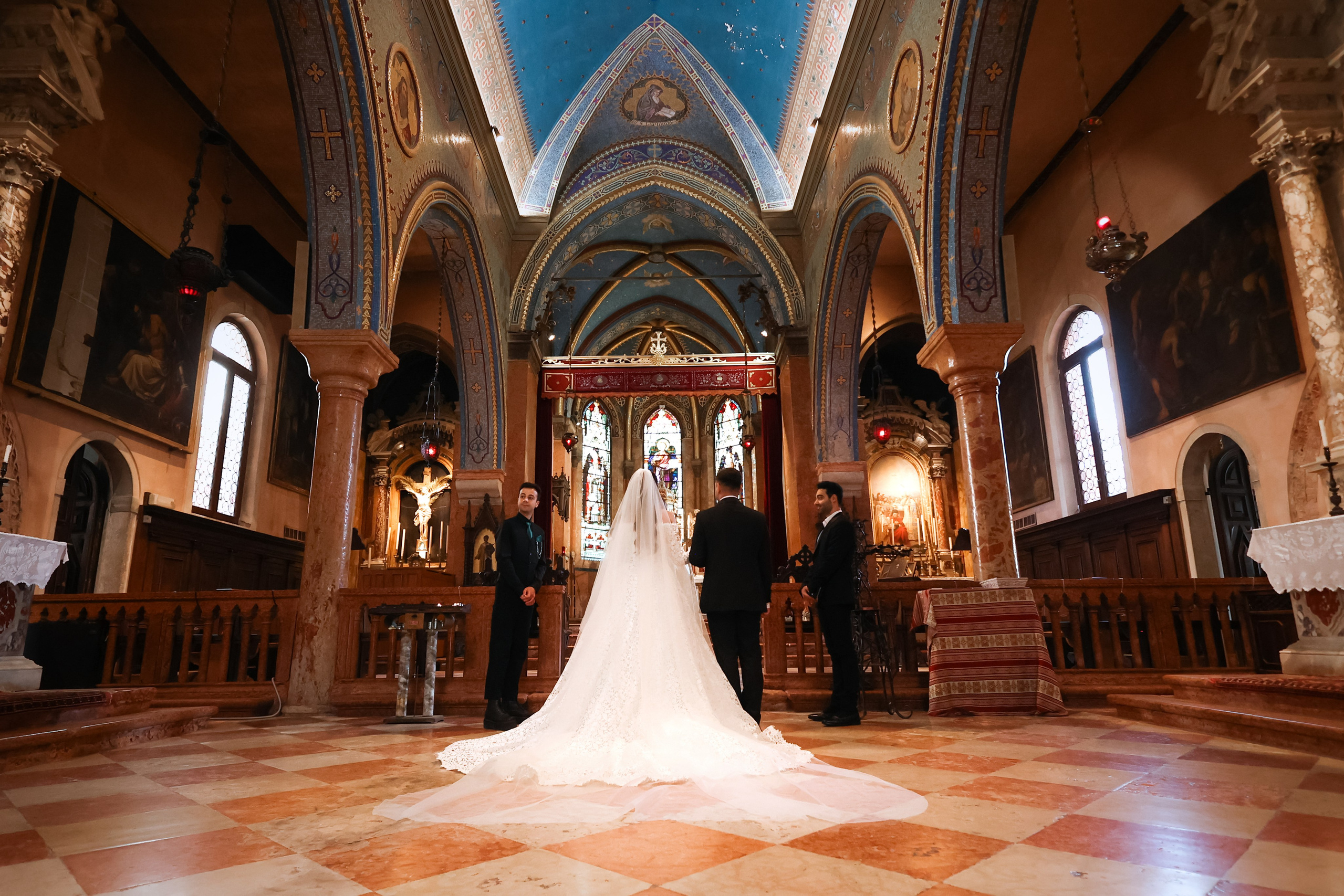 Armenian couple during wedding ceremony on San Lazzaro island in Venice