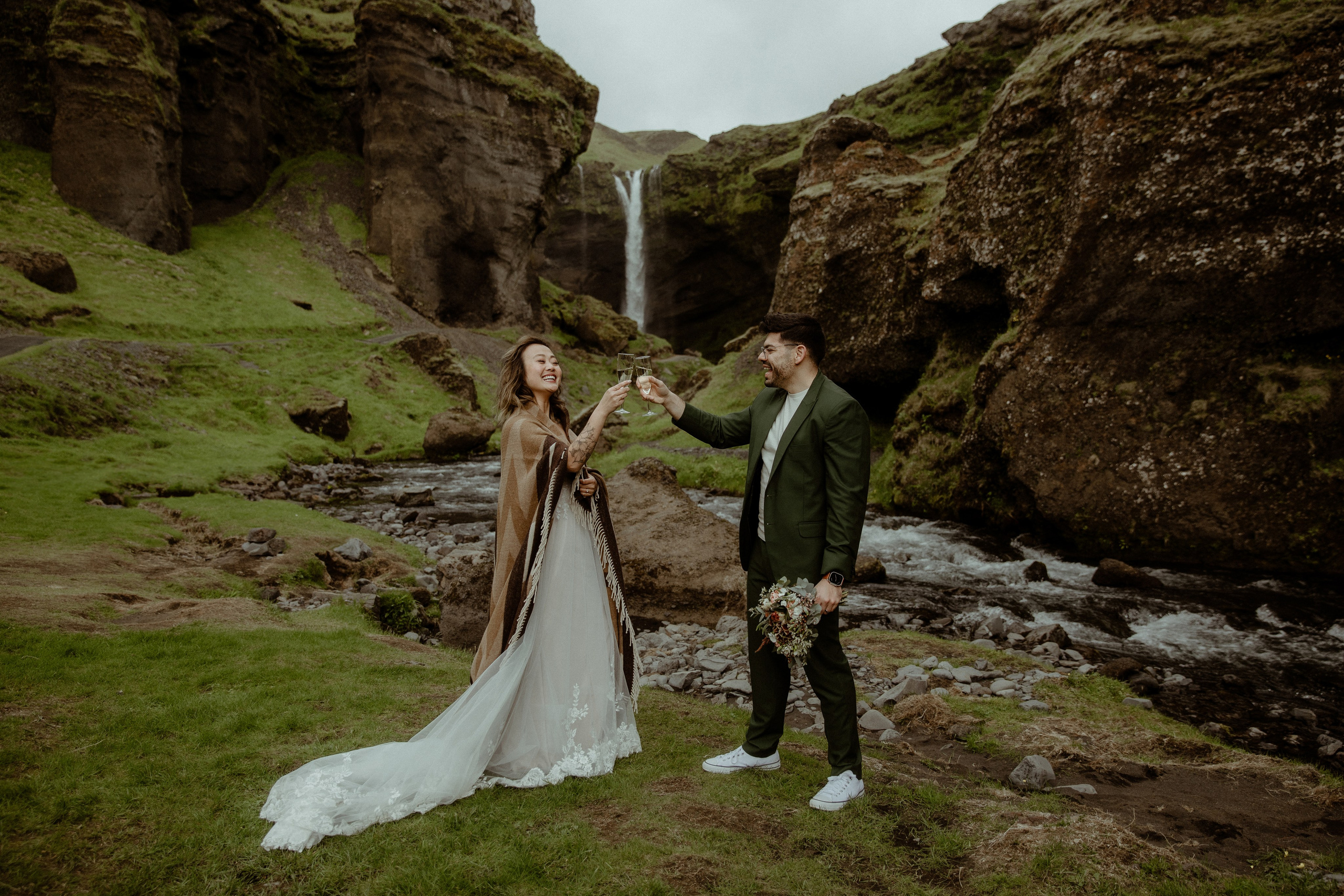 Elopement at Kvernufoss Waterfall. Iceland elopement photo and video | Nikolaichik Photo