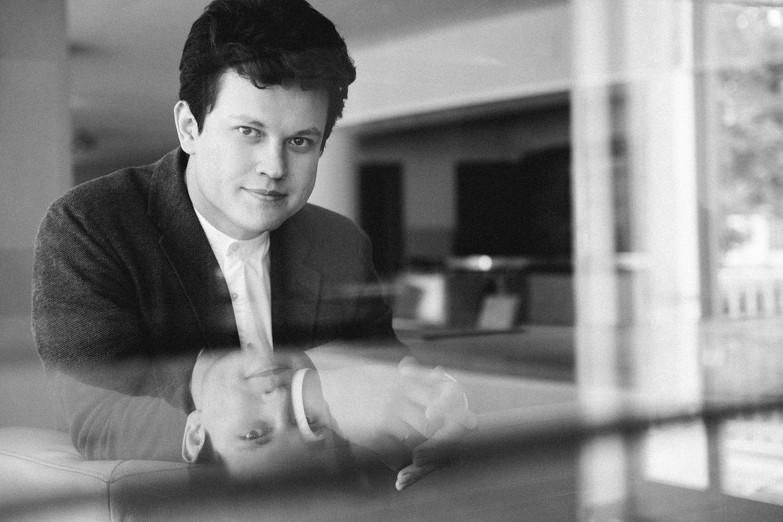 Aziz Shokhakimov portrait black and white 