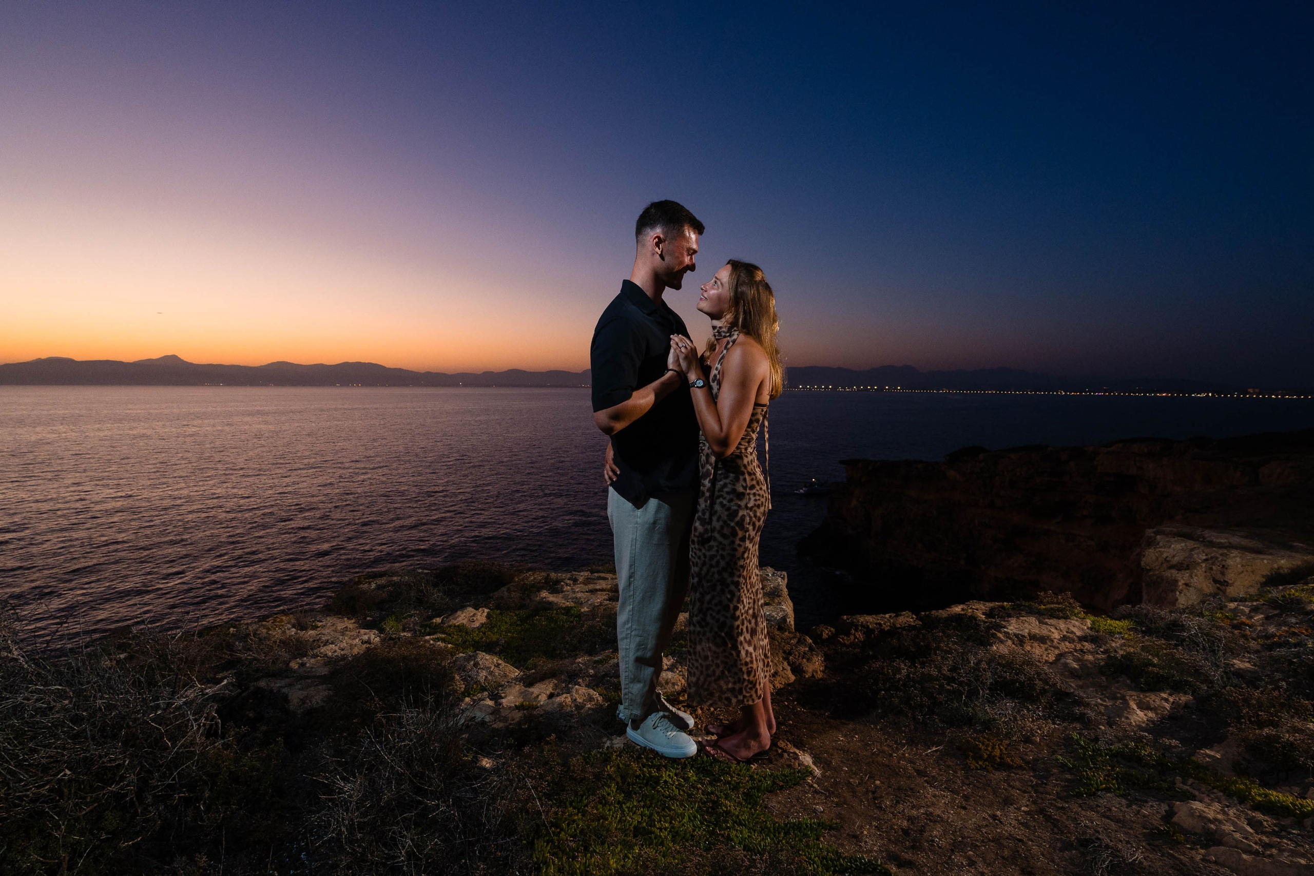 Dusk Wedding Proposal Cap Rocat. Mallorca Wedding, Corporate & Social Photographer
