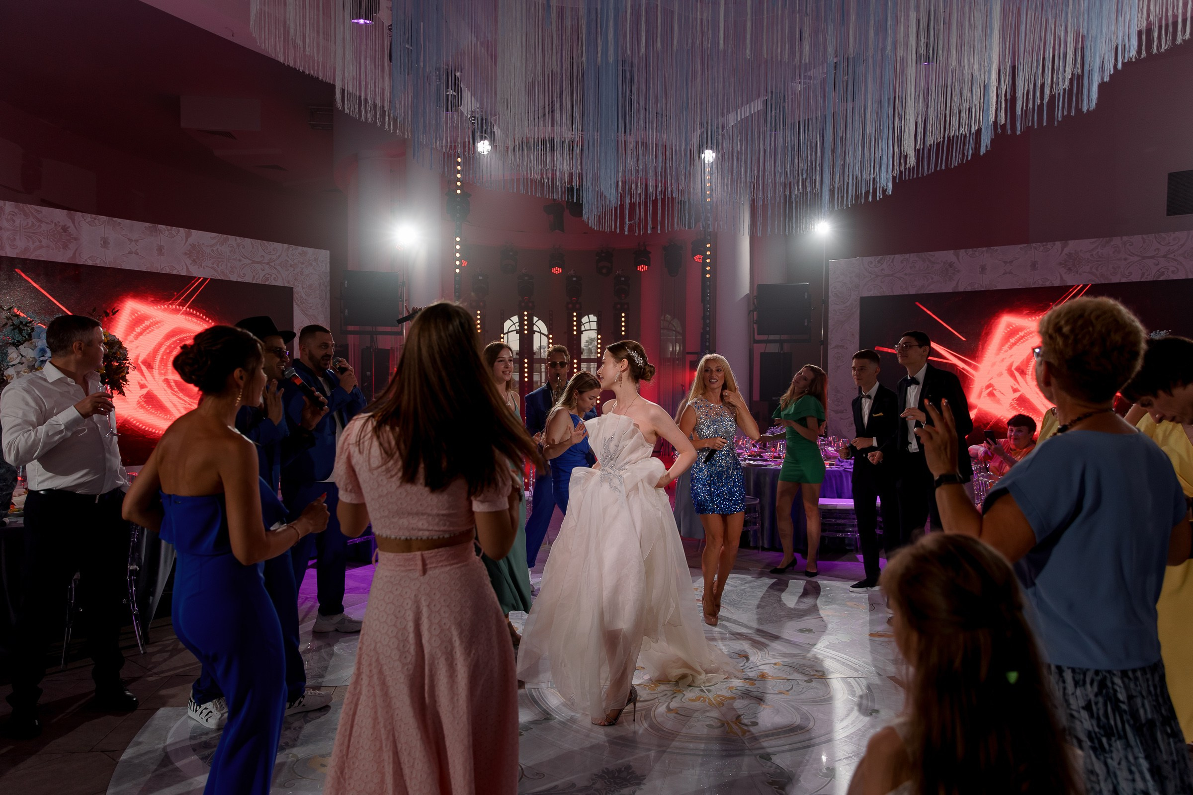 Dance floor at night, by Cornwall reportage photographer.