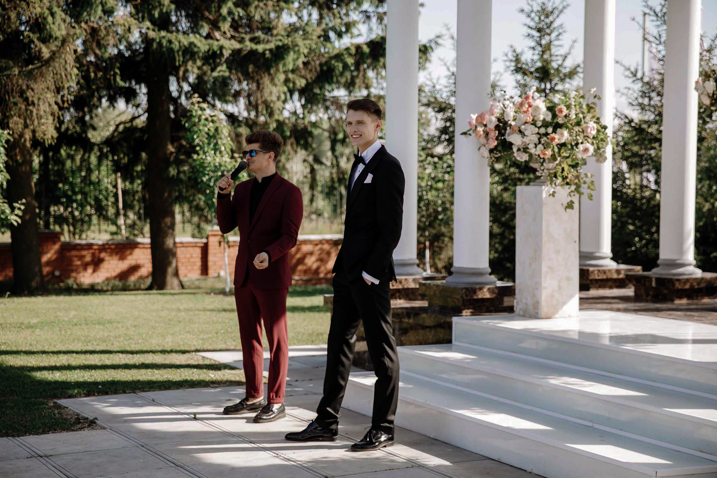 Groom’s reaction to bride, by Tanya Bodgan, St Ives wedding photography.