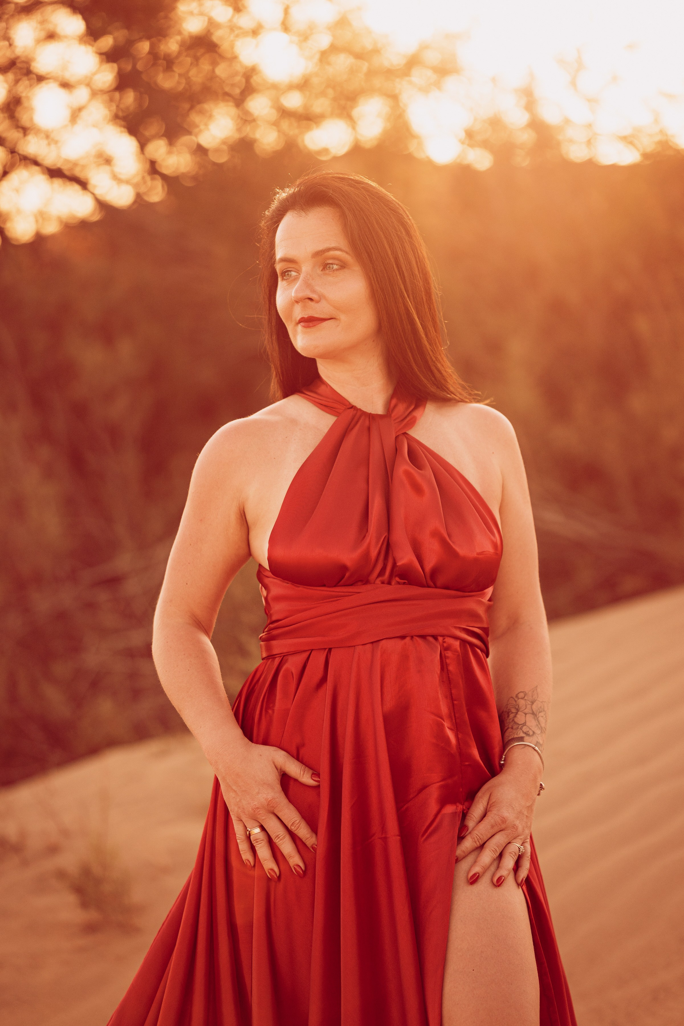 Maspalomas Dunes Photoshoot in Gran Canaria Red Dress