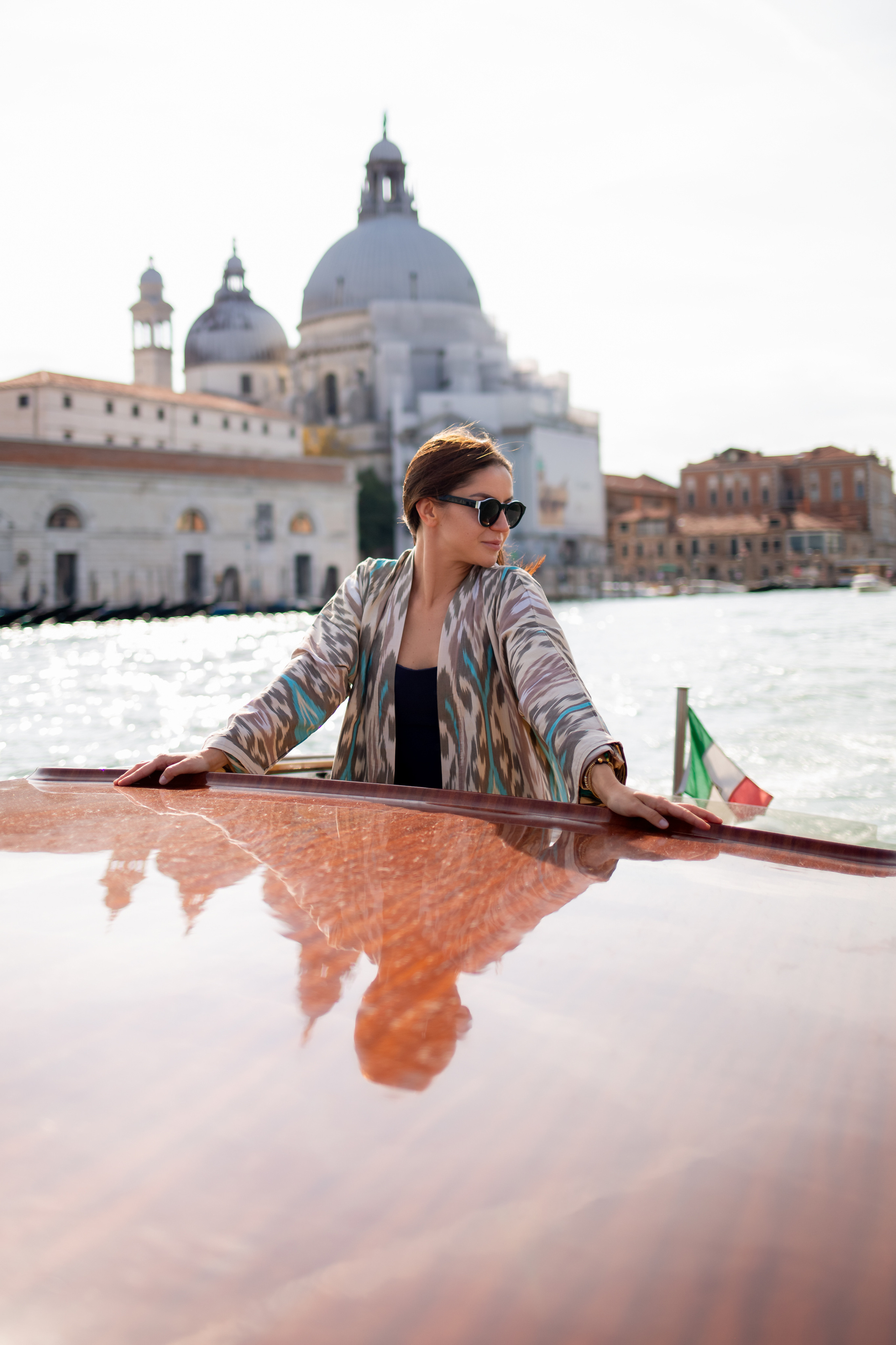 Photo session on a water taxi. Photographer in Venice, Viktoria Antonova