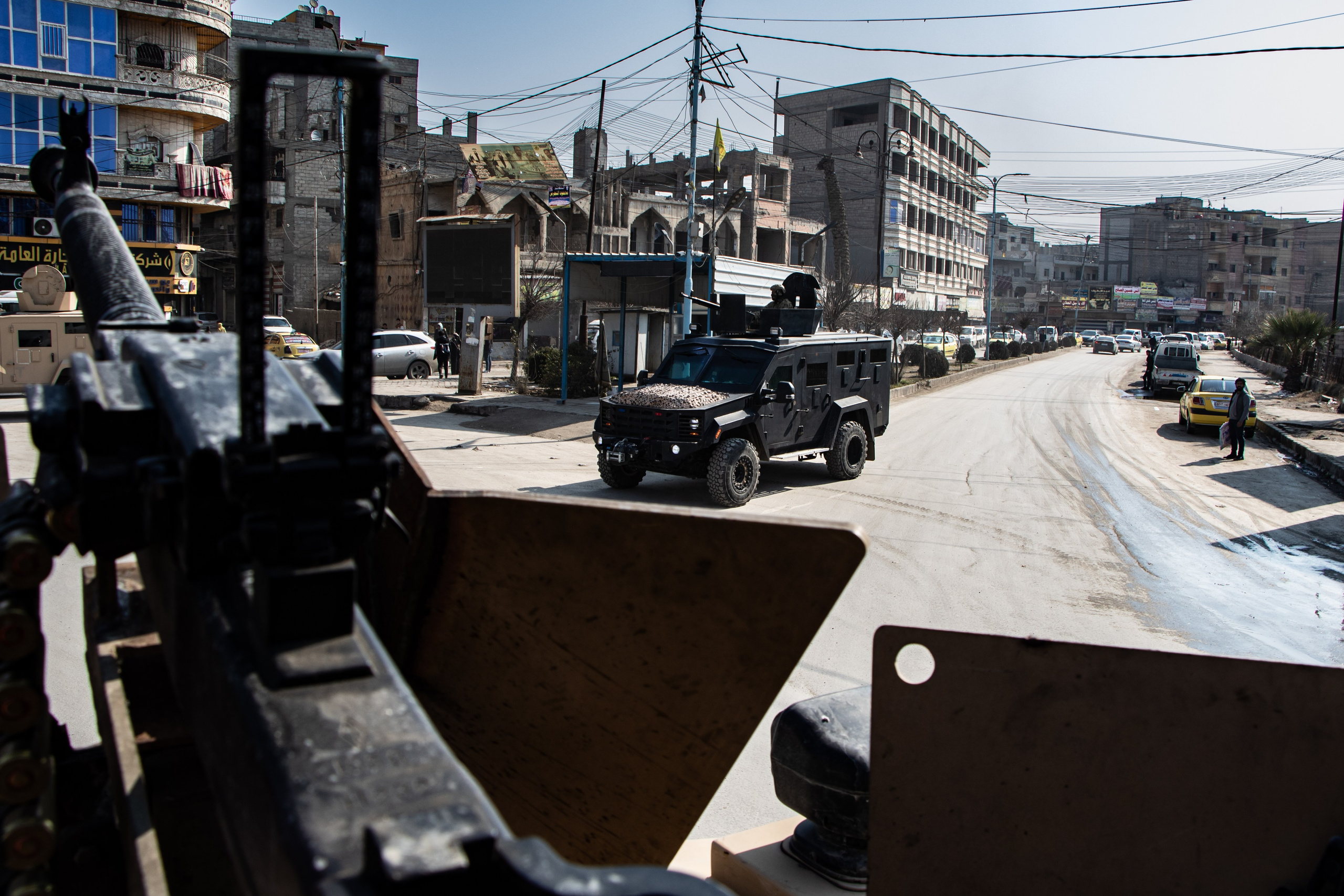 Syrie Raqqa 9 février 2025 : Patrouille des Forces Démocratiques Syriennes (FDS)