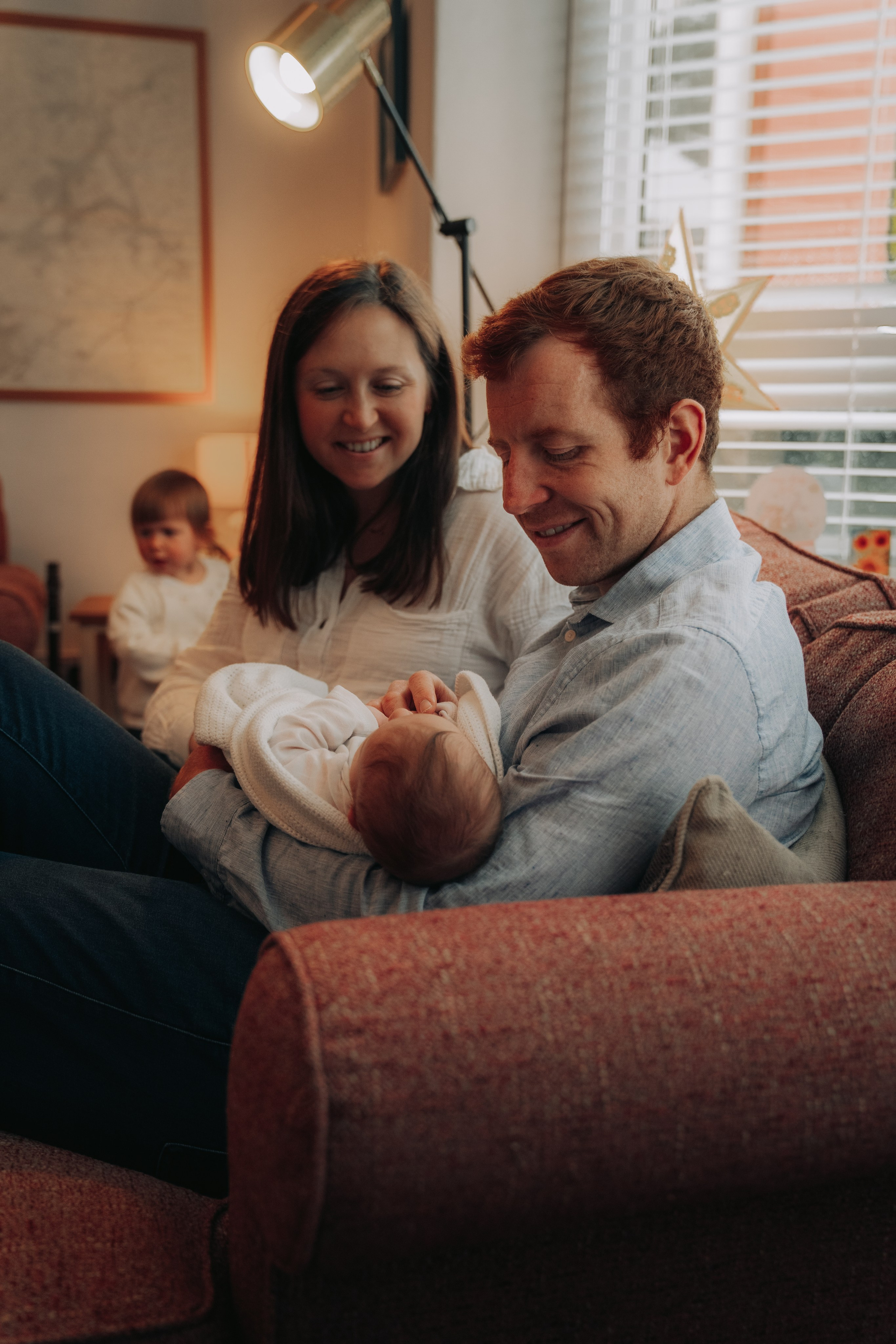 Family in home photo session in Whitley Bay.