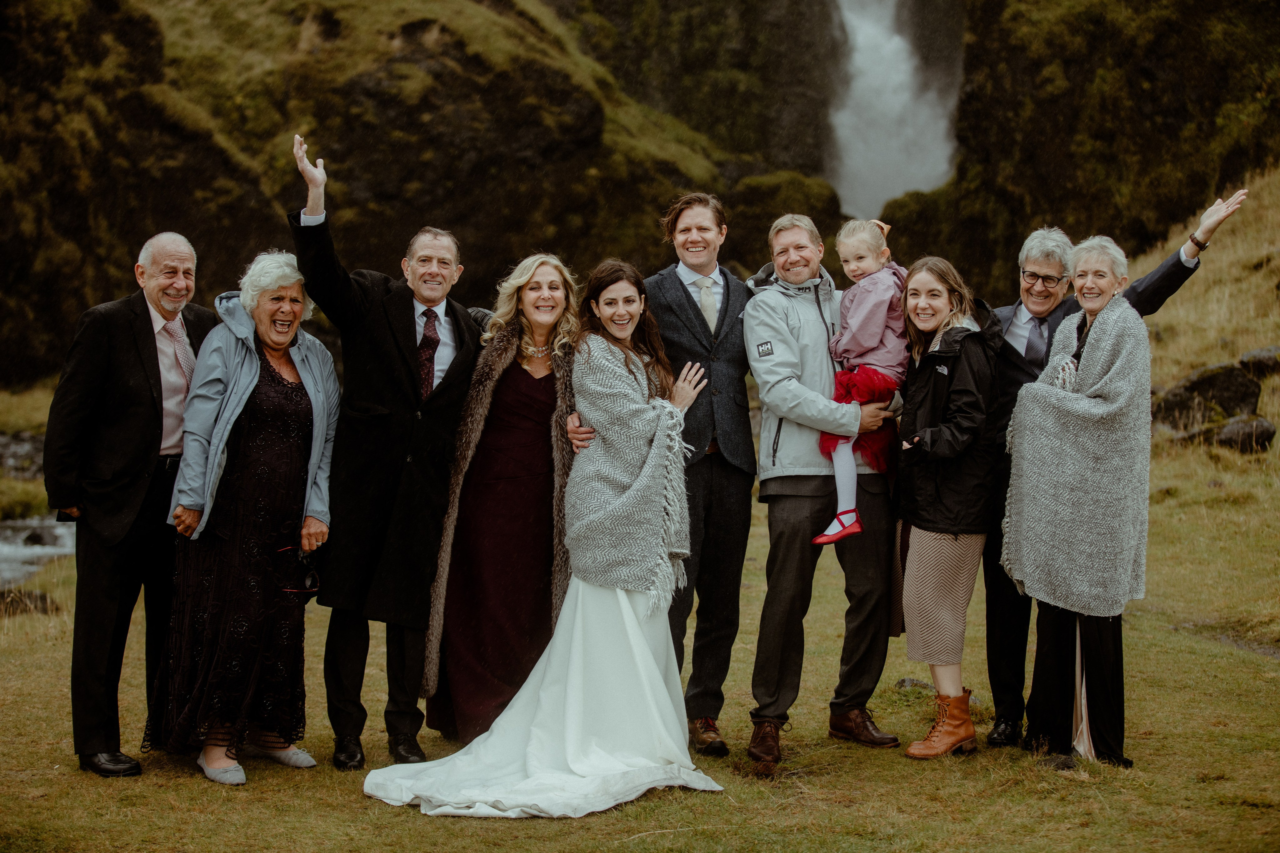 Just married couple with their friends and relatives