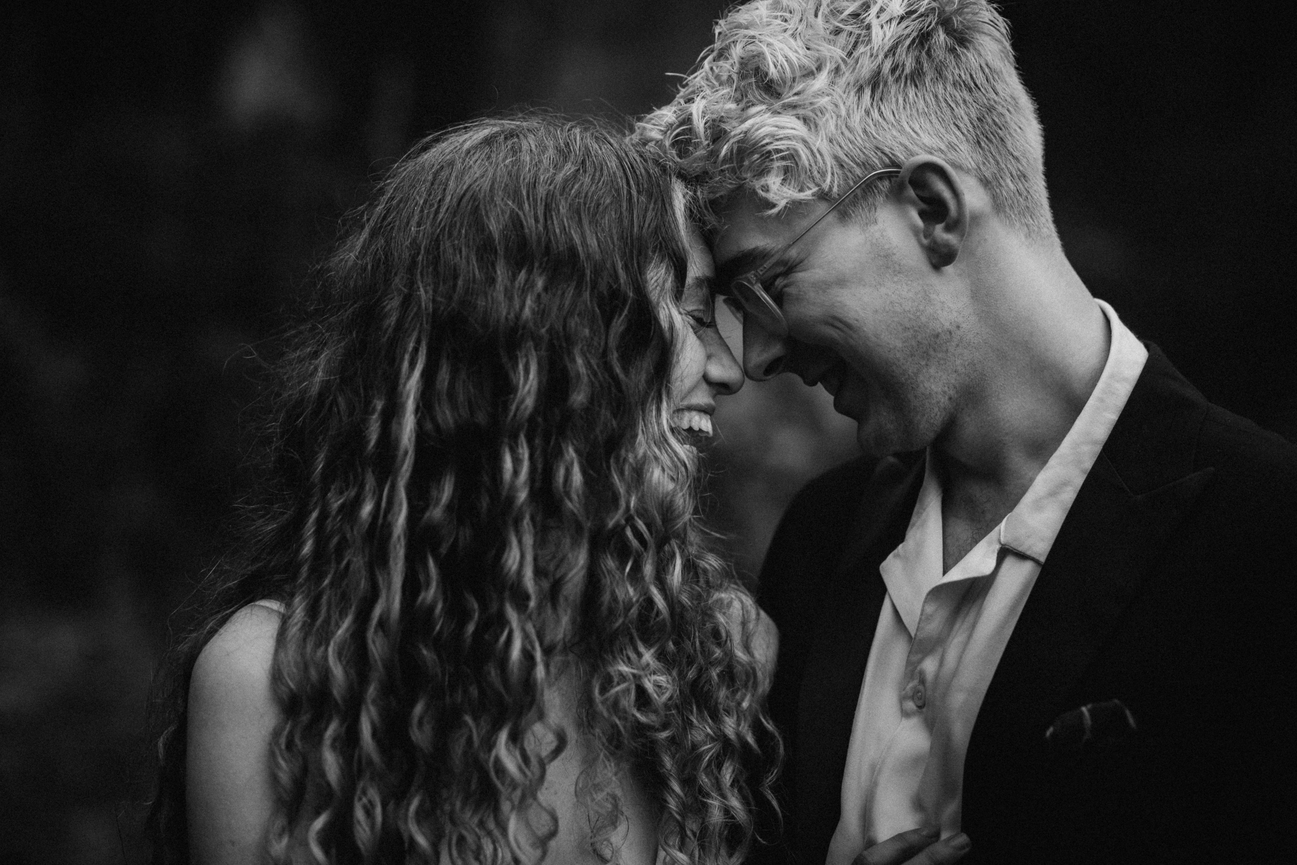 couple laughing candid portrait