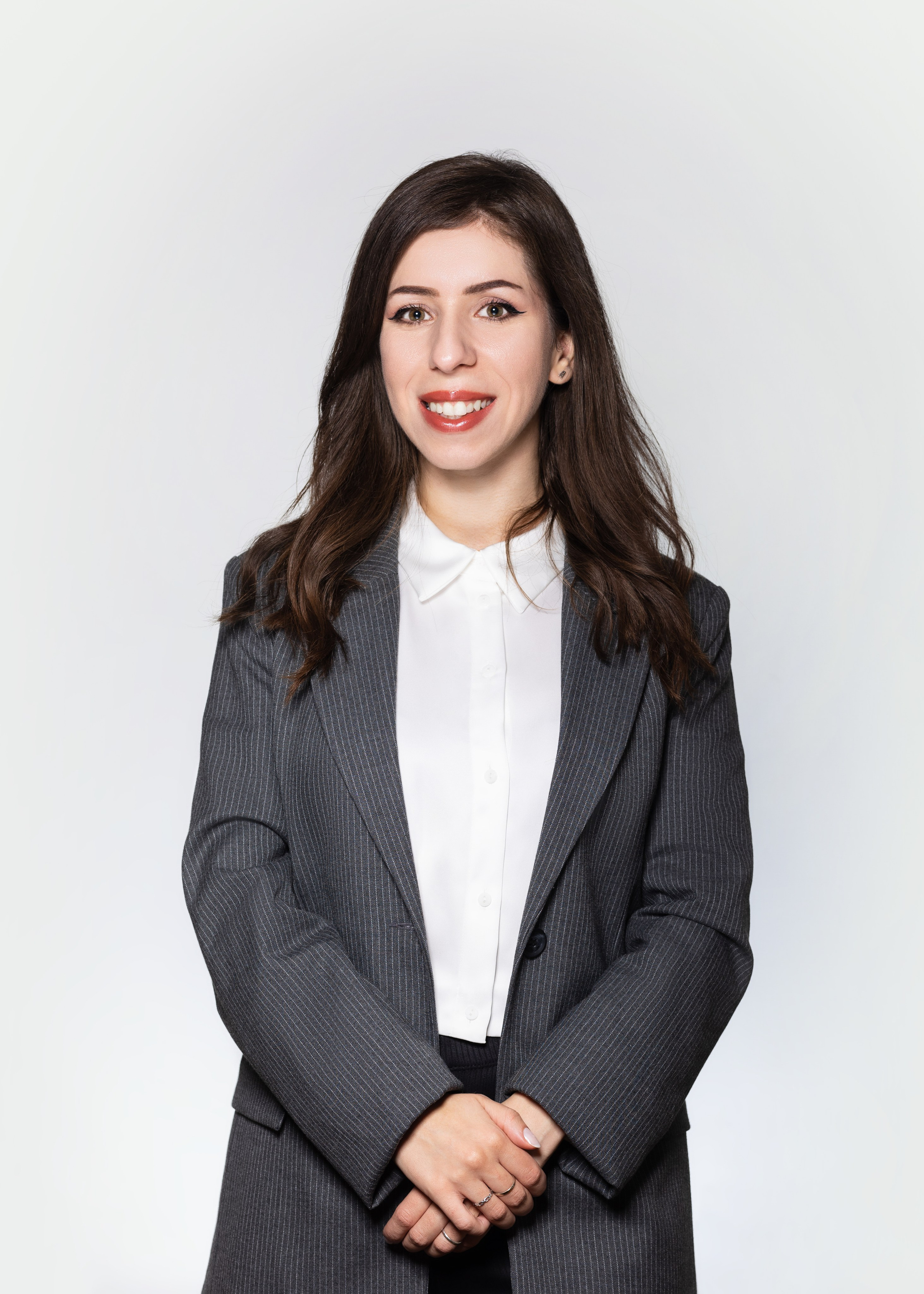 Corporate team member at 1 click Marketing, a business portrait on a white background