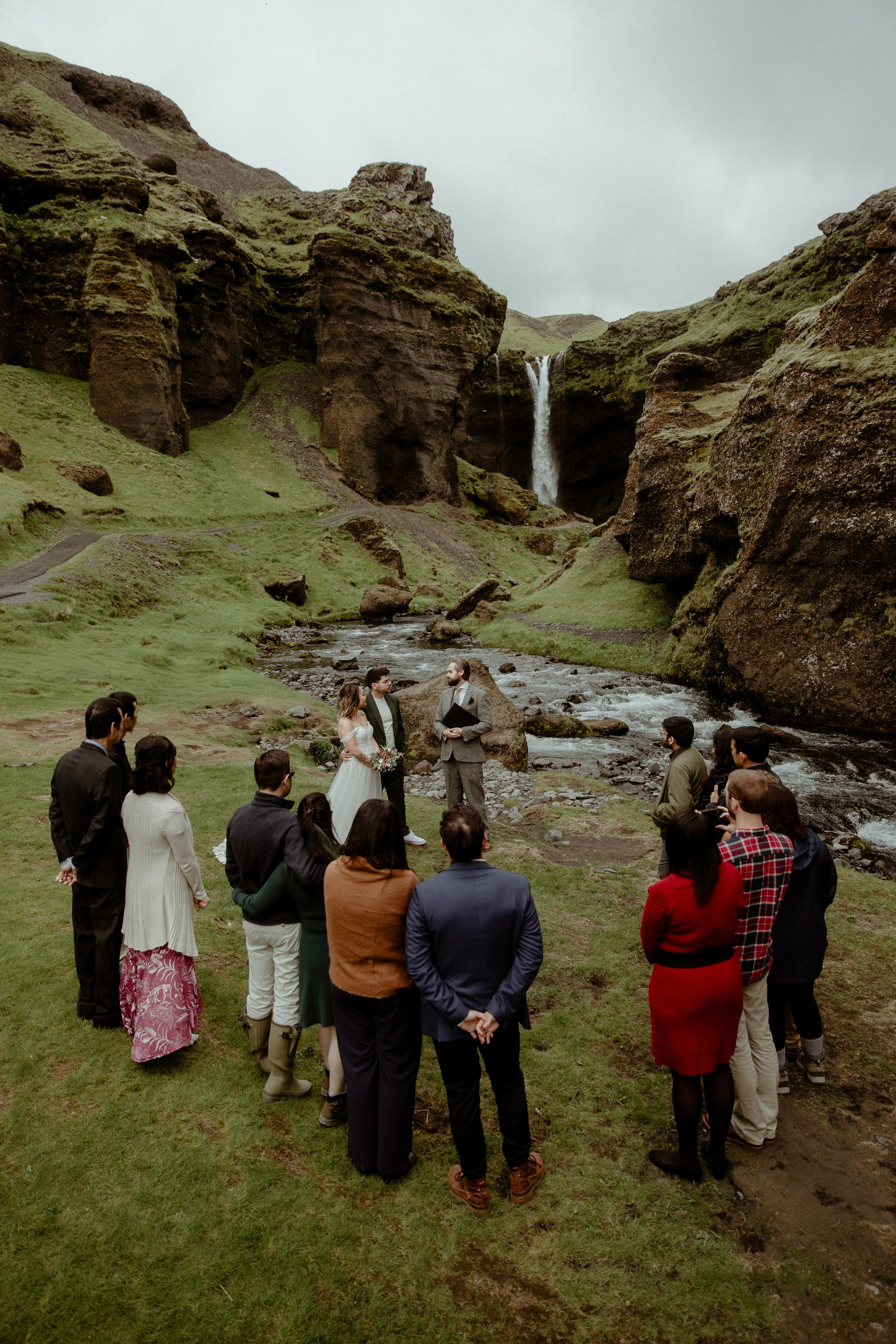 Elopement at Kvernufoss Waterfall. Iceland elopement photo and video | Nikolaichik Photo
