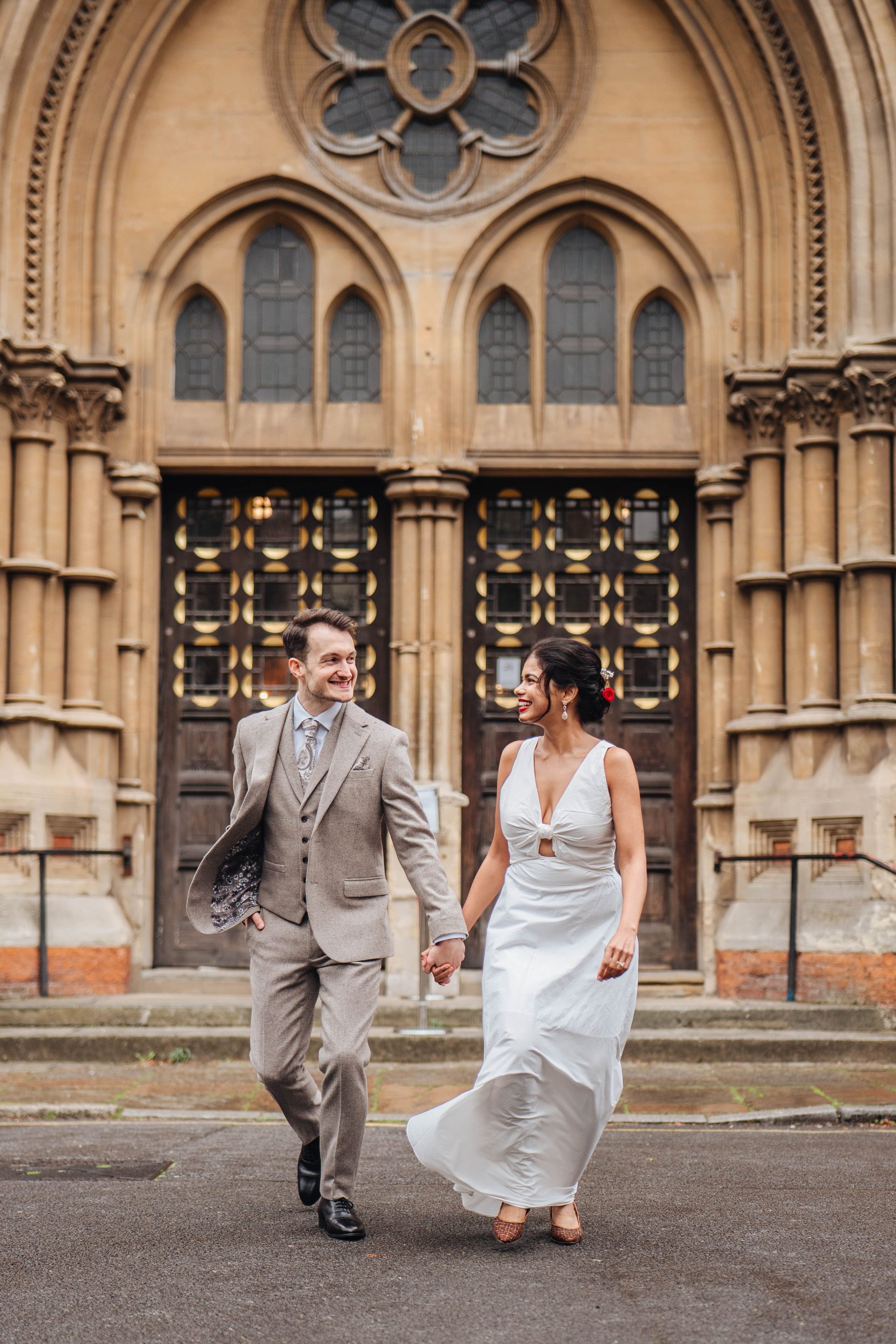 Wedding photography near the church close to Islington town hall
