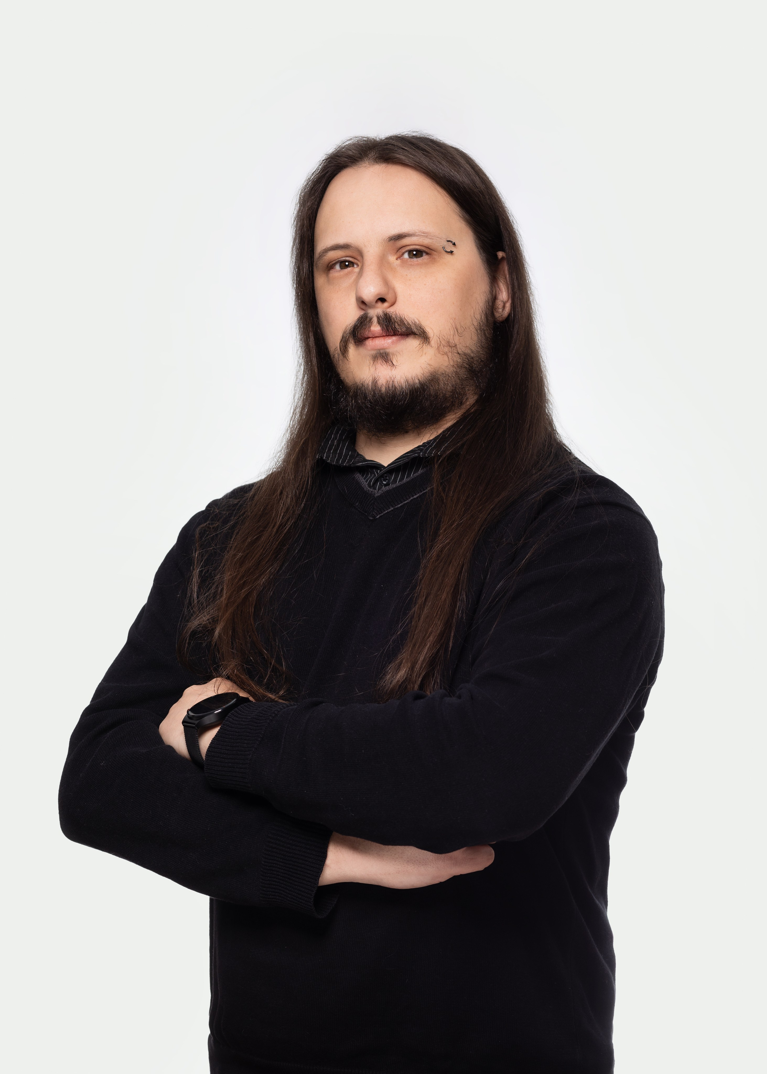 Corporate team member at 1 click Marketing, a business portrait on a white background