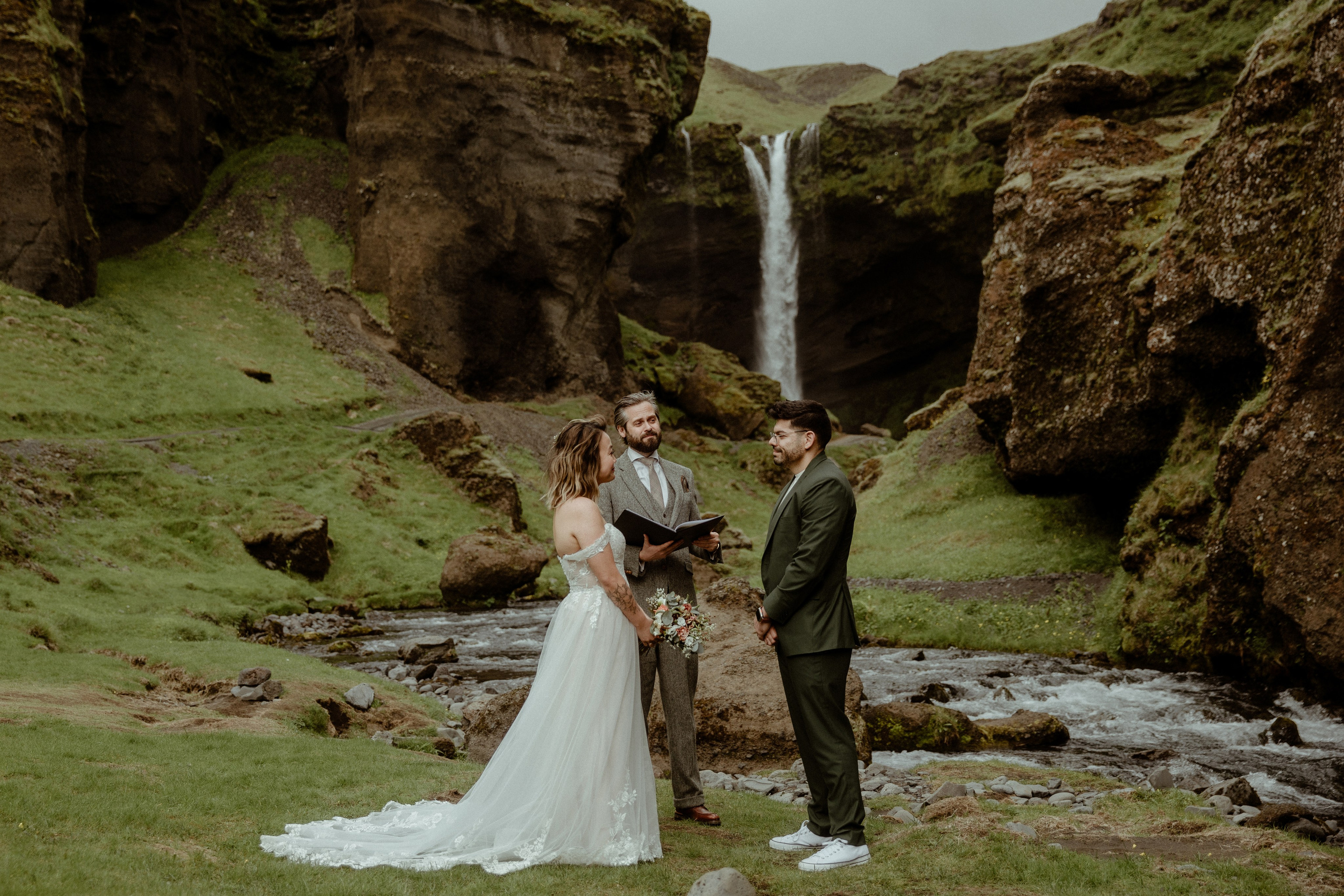 Elopement at Kvernufoss Waterfall. Iceland elopement photo and video | Nikolaichik Photo