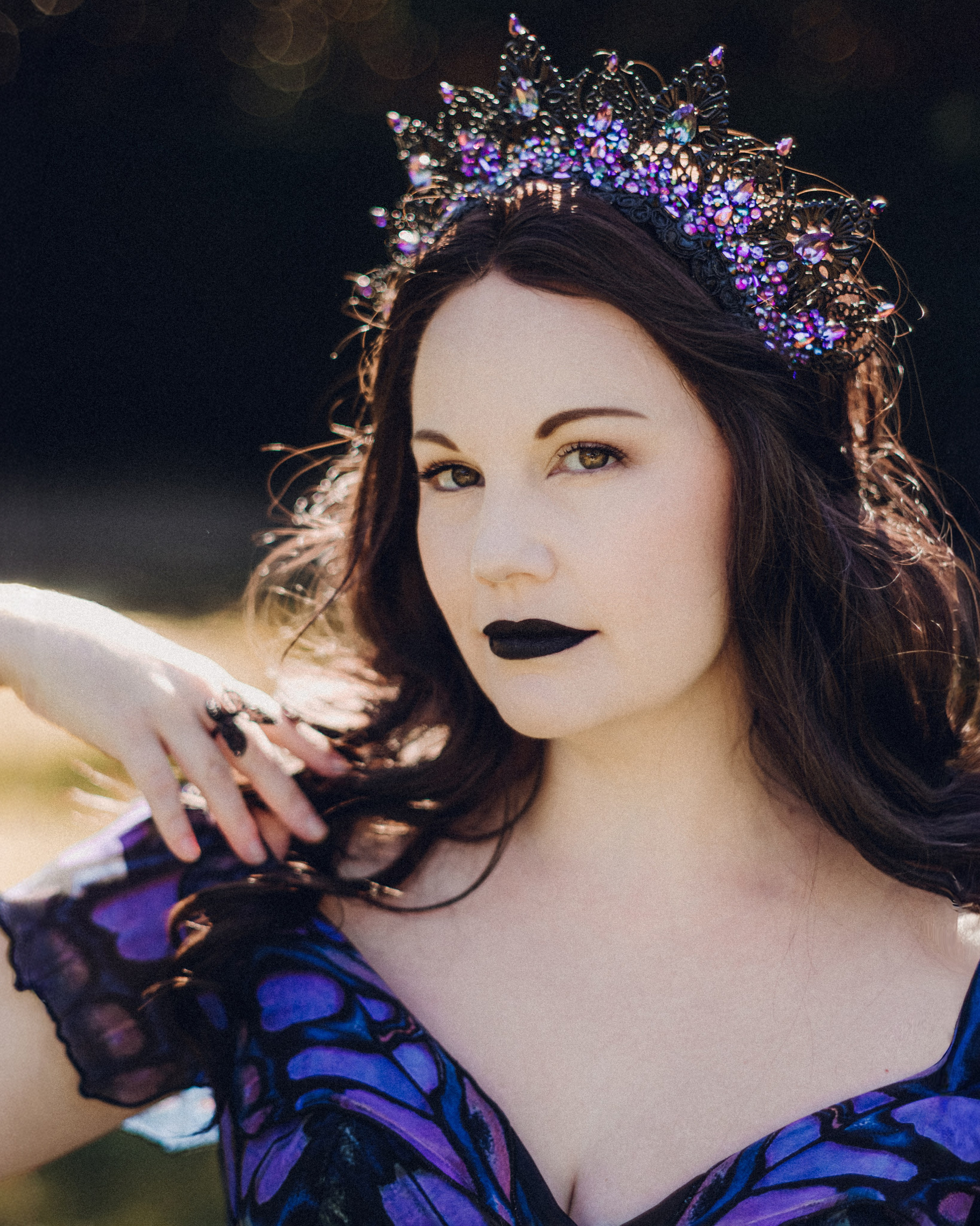 Butterfly purple fairy in a blooming garden. Moth & Moss Photography