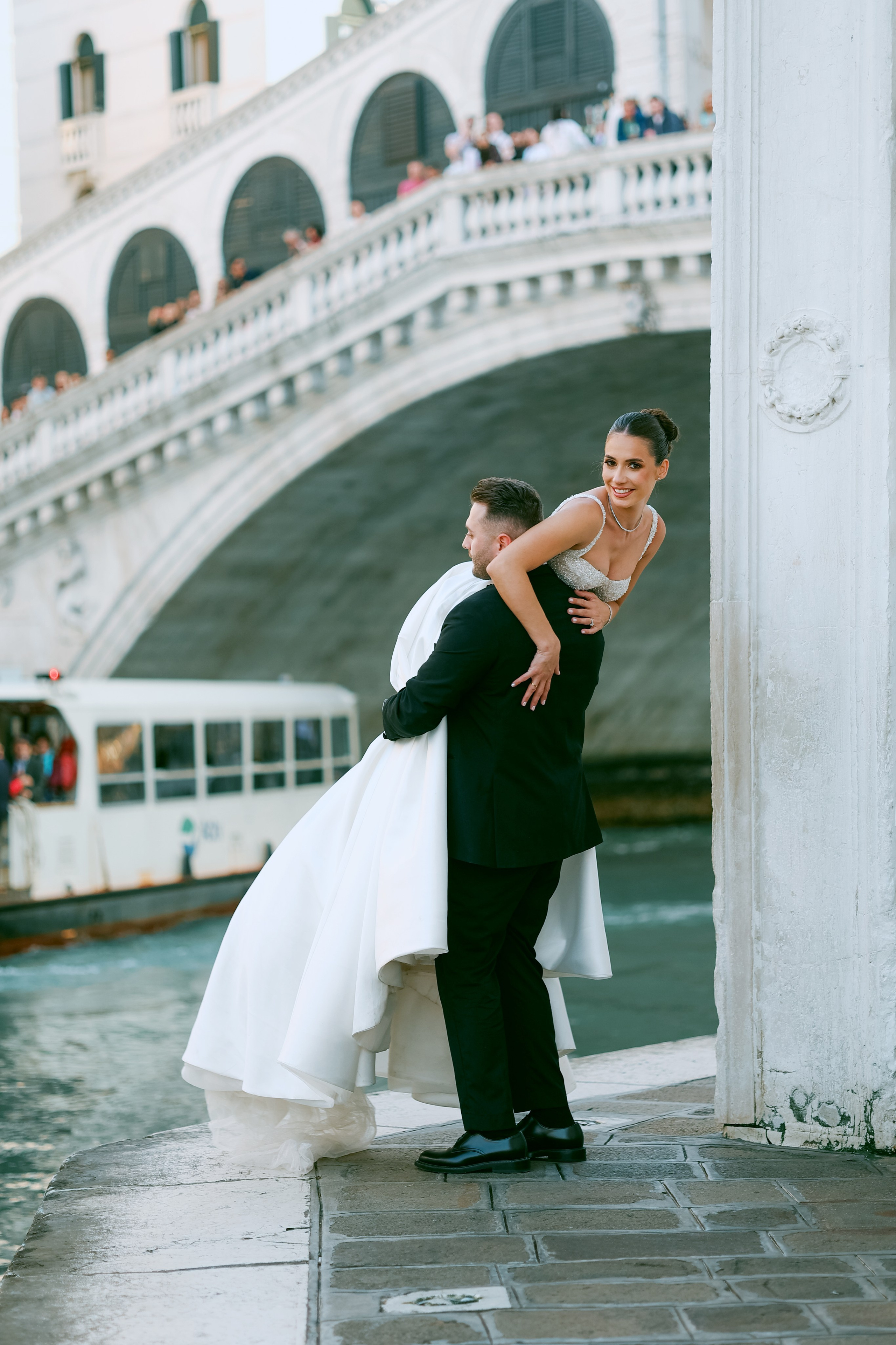Funny wedding moment captured in Venice Italy
