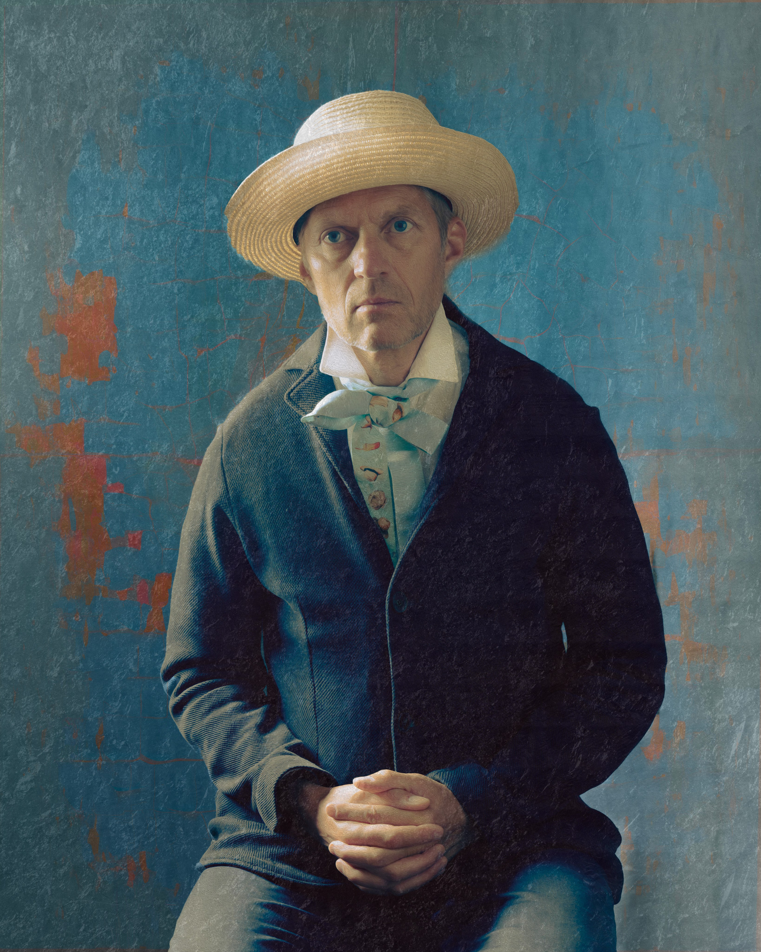 Fine-art portrait an ommage to the artist Van Gogh and his famous sunflower paintings