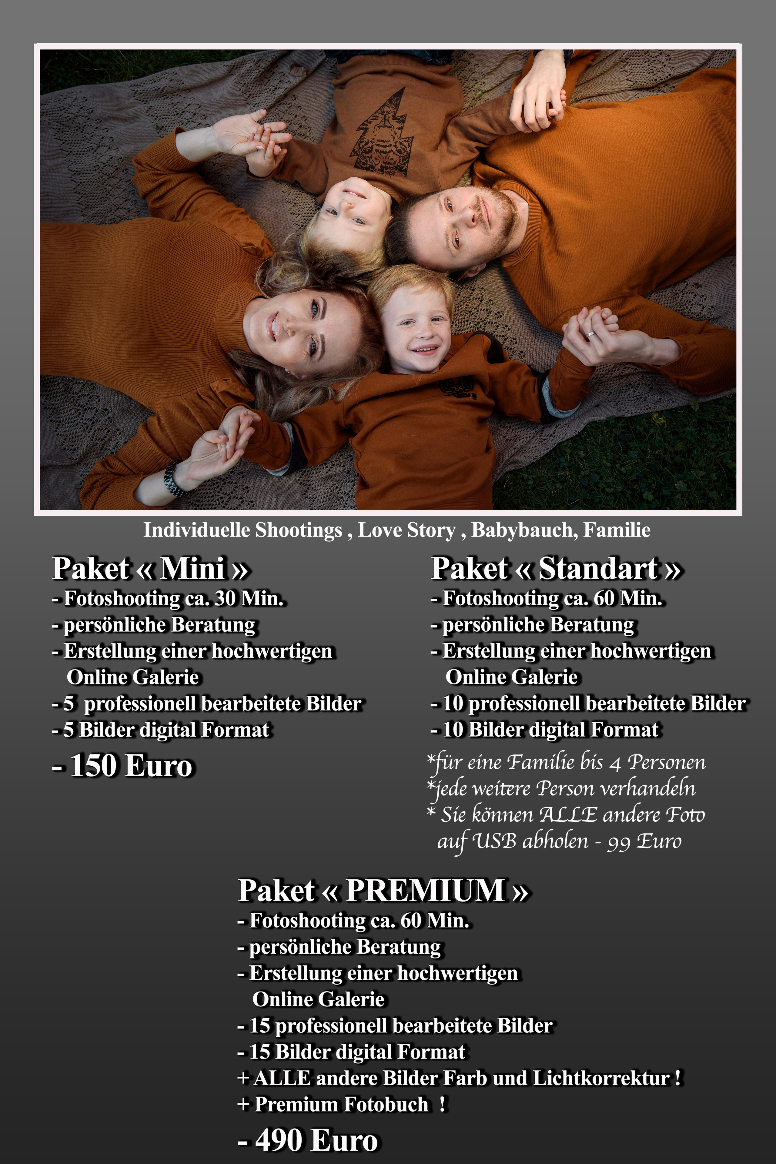 Preis / Info. Hochzeit und Familien Foto und Video