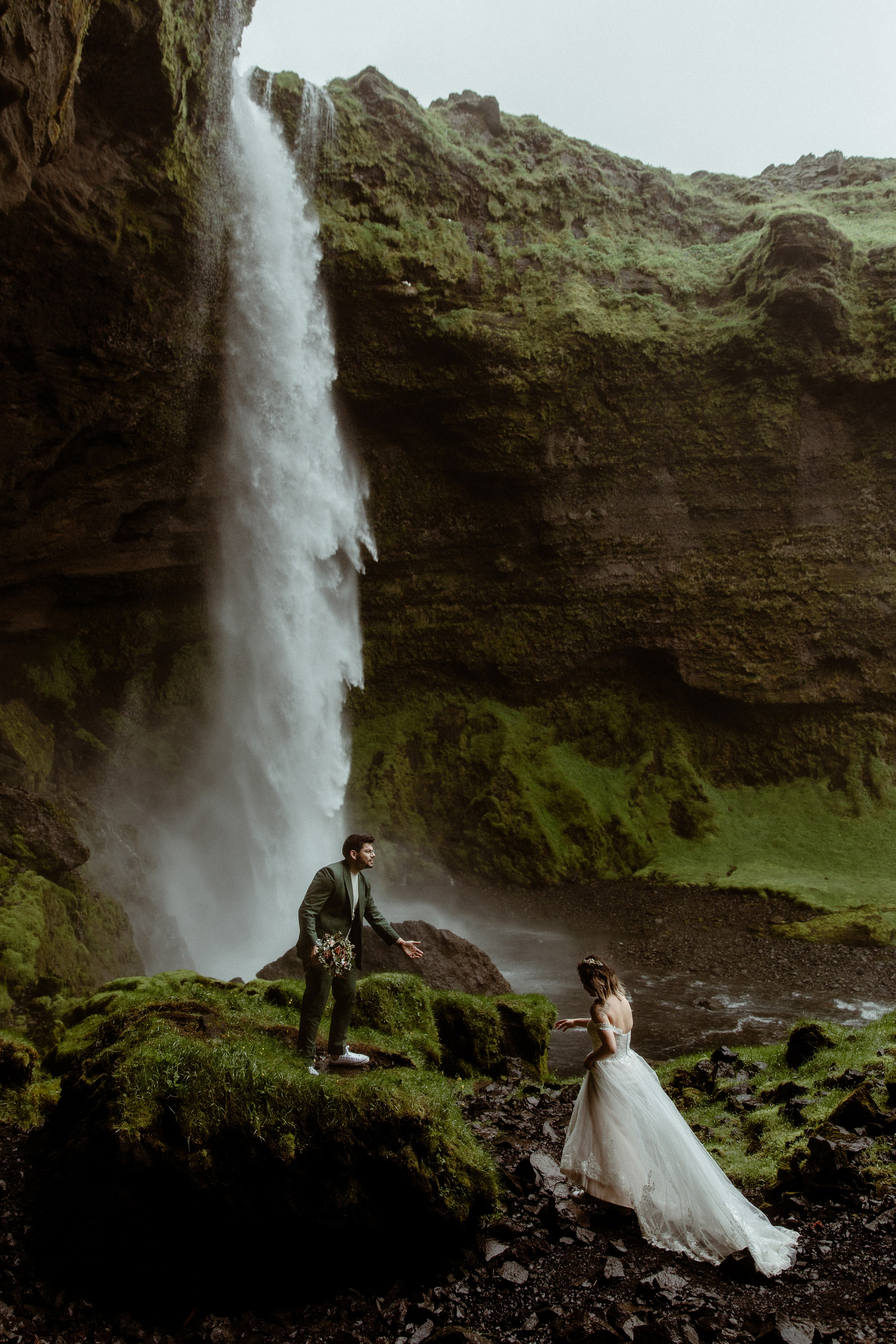 Elopement at Kvernufoss Waterfall. Iceland elopement photo and video | Nikolaichik Photo