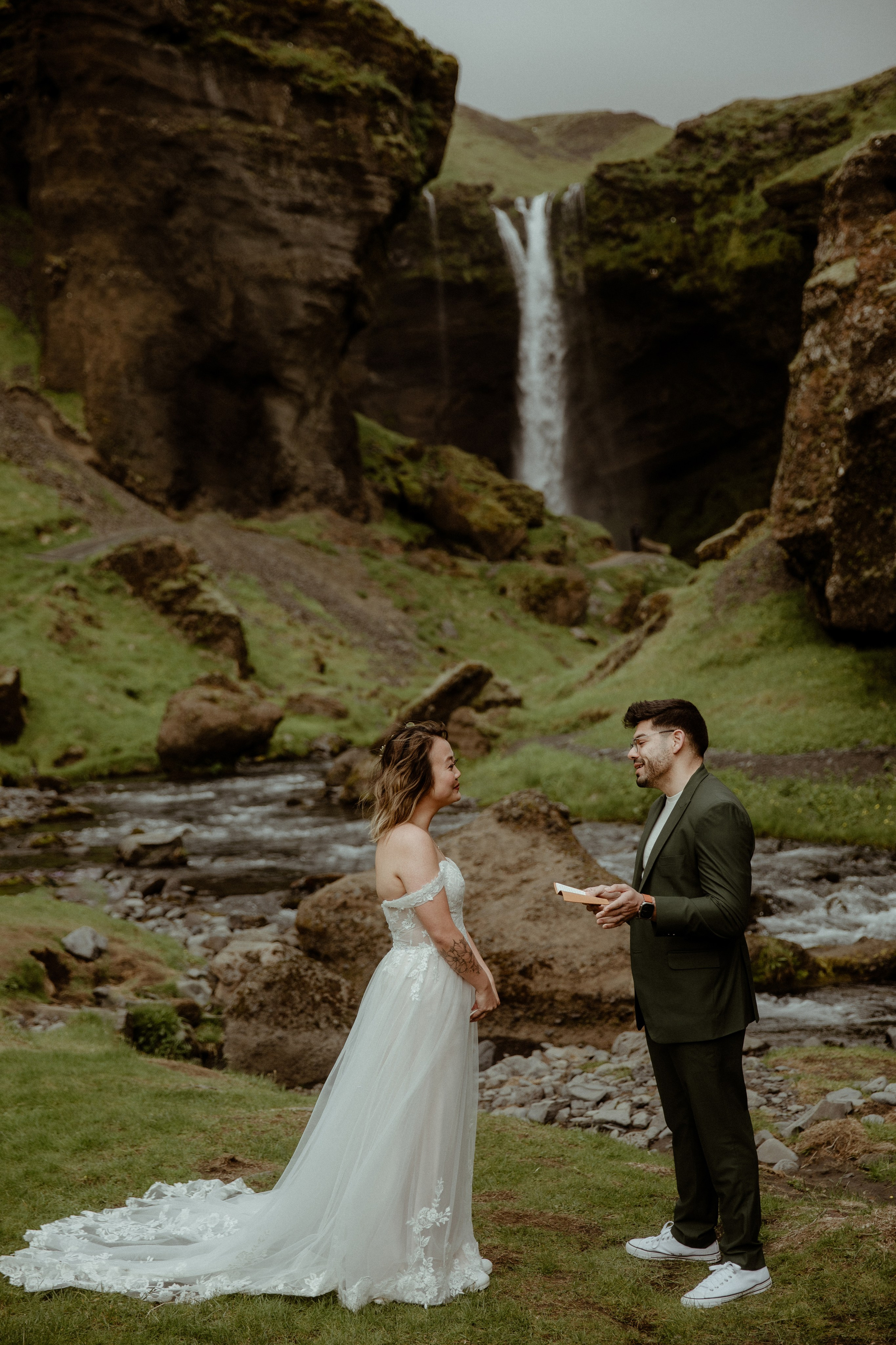 Elopement at Kvernufoss Waterfall. Iceland elopement photo and video | Nikolaichik Photo