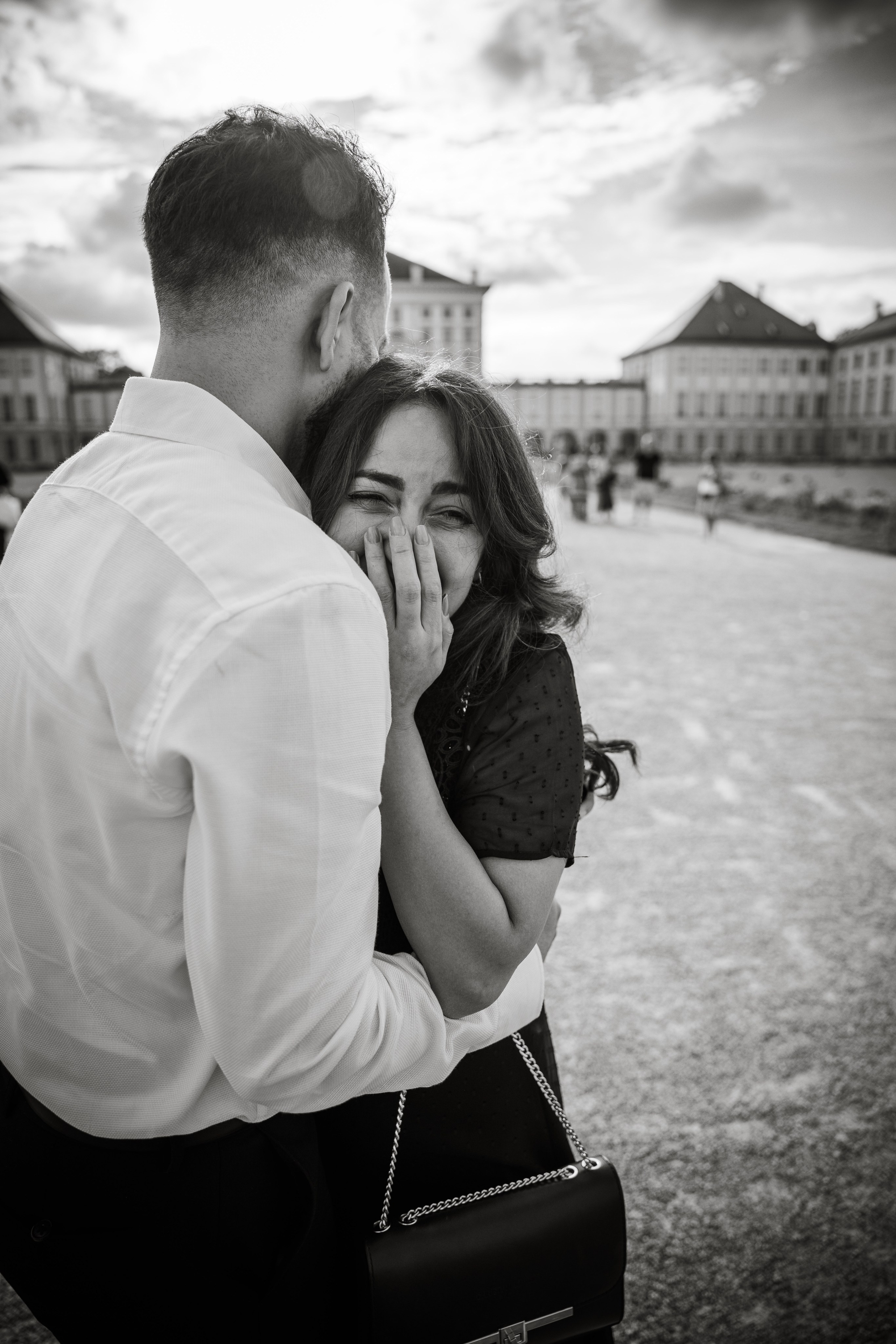 Antrag am Schloss Nymphenburg. Hochzeitsfotograf München Taufe Familienfotograf Tanja Mauke