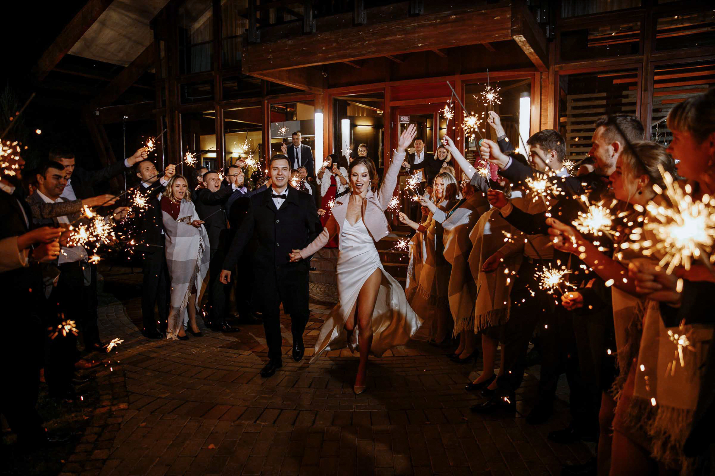Sparkler walk, by Tanya Bodgan, Bude wedding photographer.  