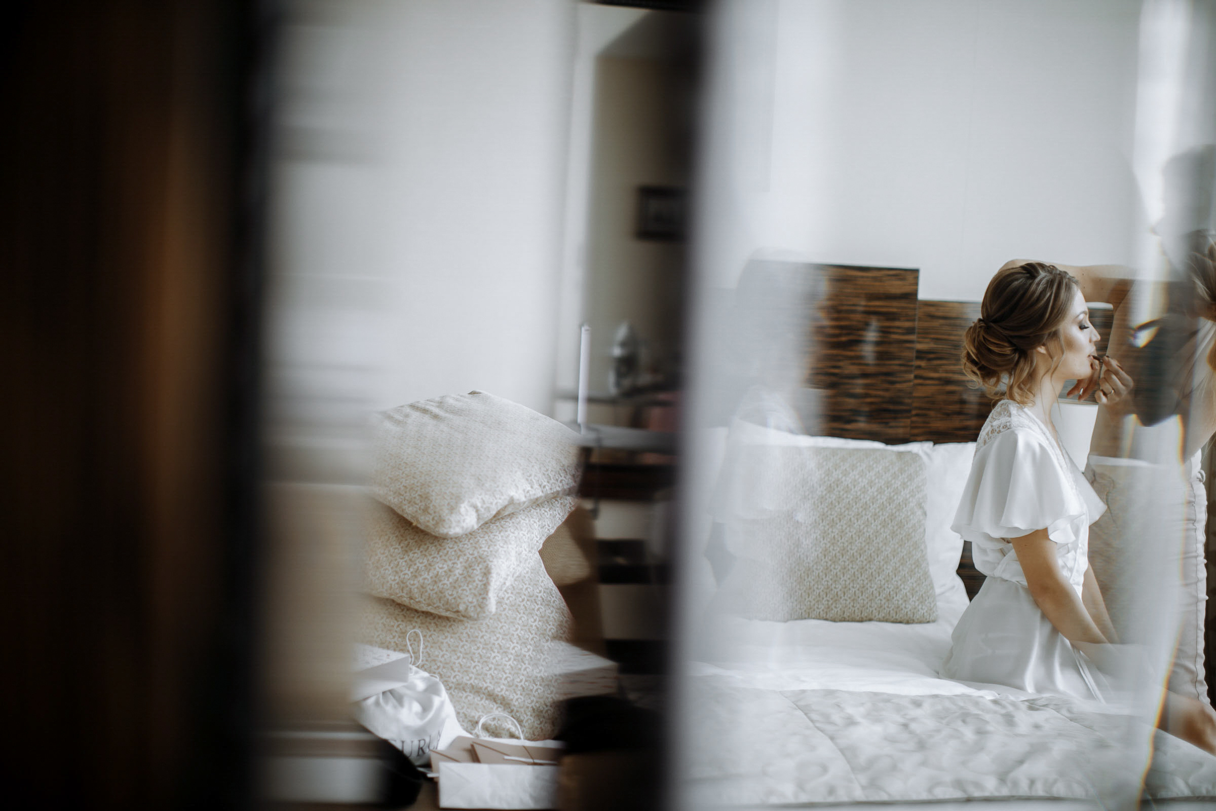 Bride’s prep portrait, by Tanya Bodgan, Bude, Cornwall wedding photographer.  