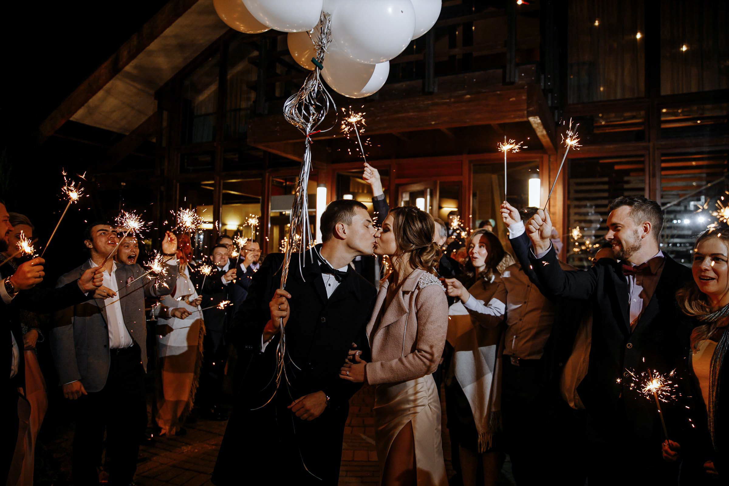 Sparkler kiss, by Tanya Bodgan, Bude wedding photographer.  