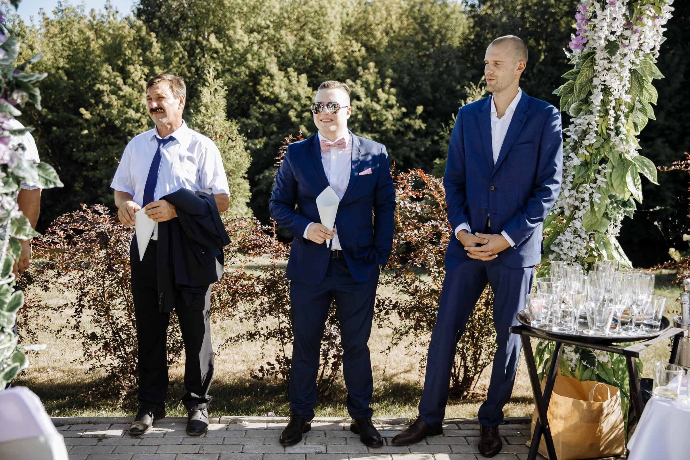 Groomsmen at ceremony, by Tanya Bogdan, Cornwall wedding photography.  