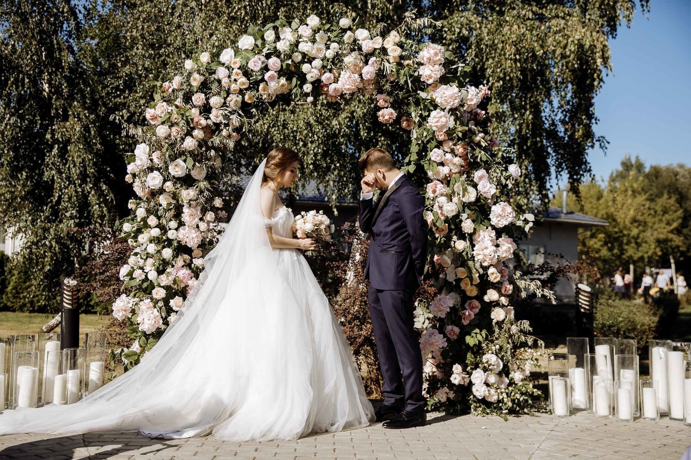 Groom meets his bride, by Tanya Bogdan, Bude wedding photography.  