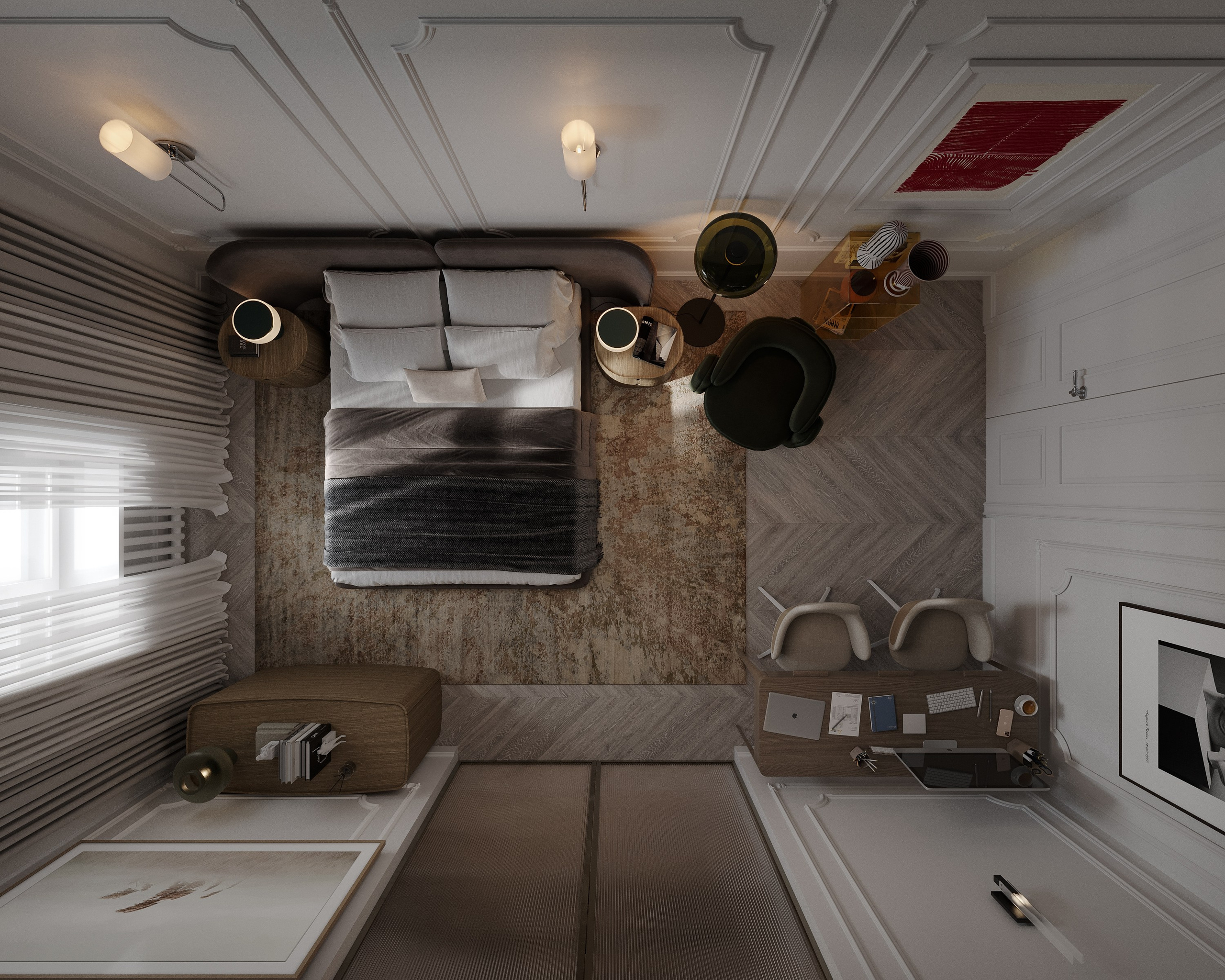 Ložnice s šatnou. Filipenka architects