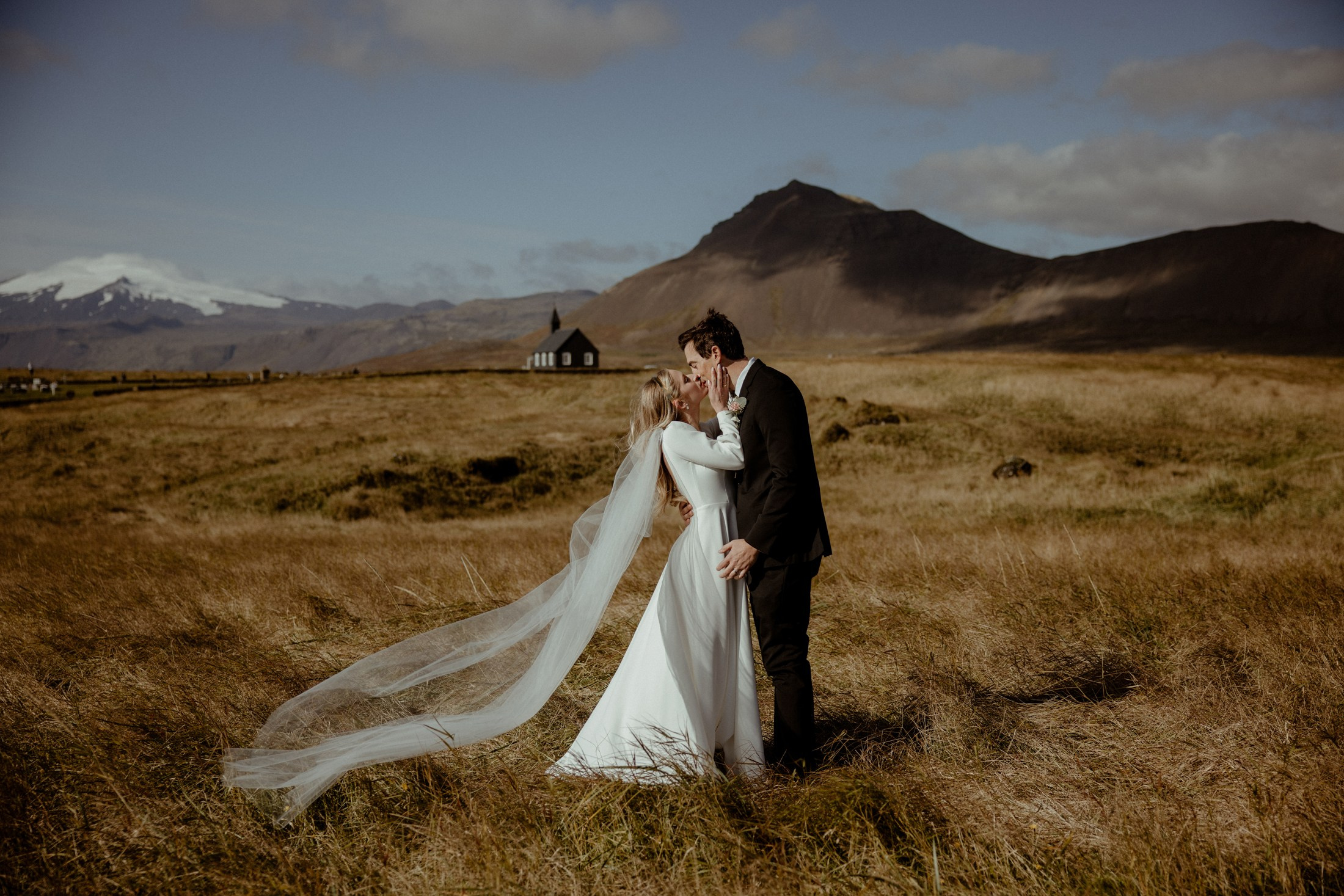 Iceland elopement at Budir Black Church | Snæfellsnes wedding by Iceland elopement photographer & videographer. Iceland elopement photographer & videographer