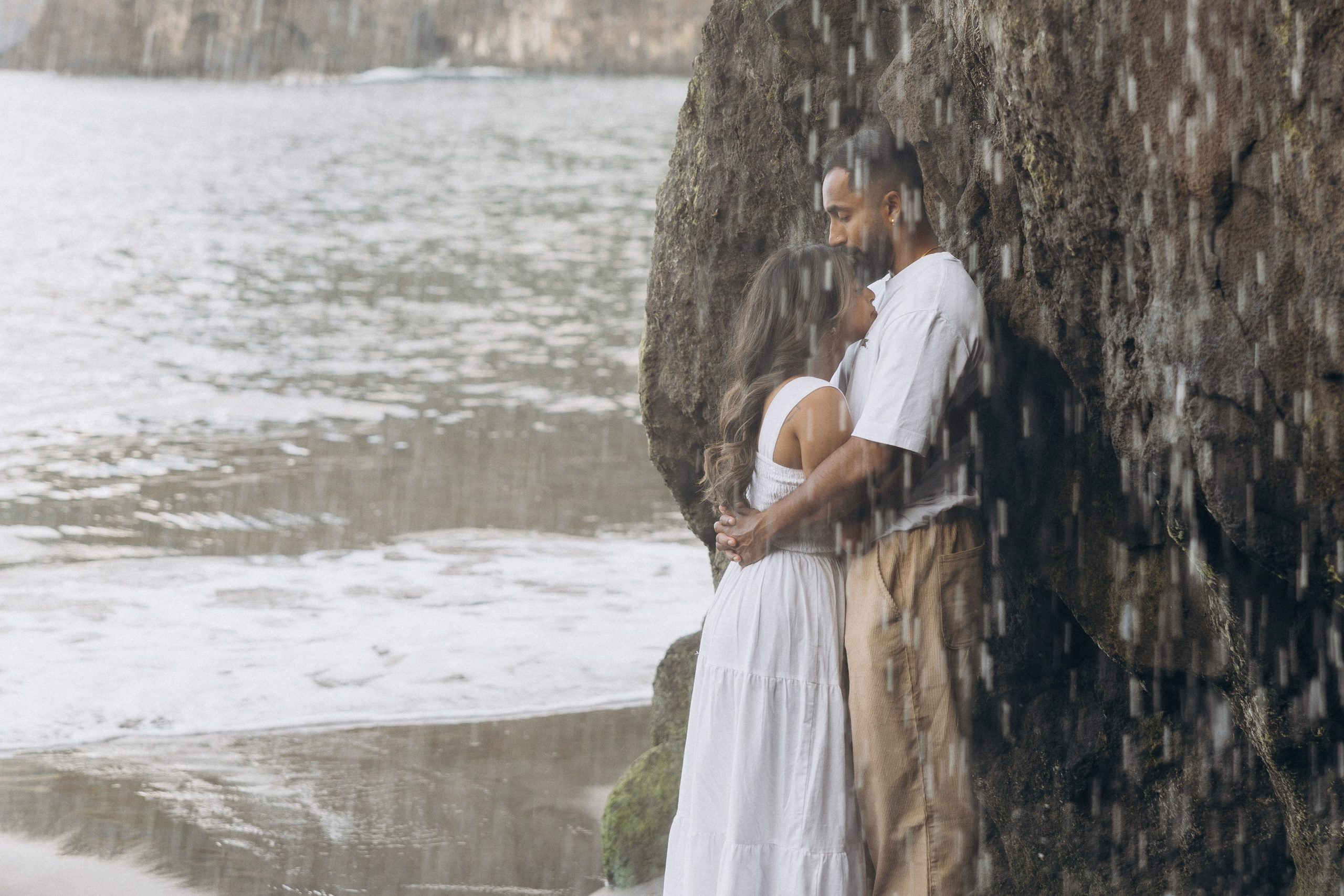Proposal at Seixal Beach, Madeira – romantic engagement by the ocean, capturing intimate moments on the black sand shore