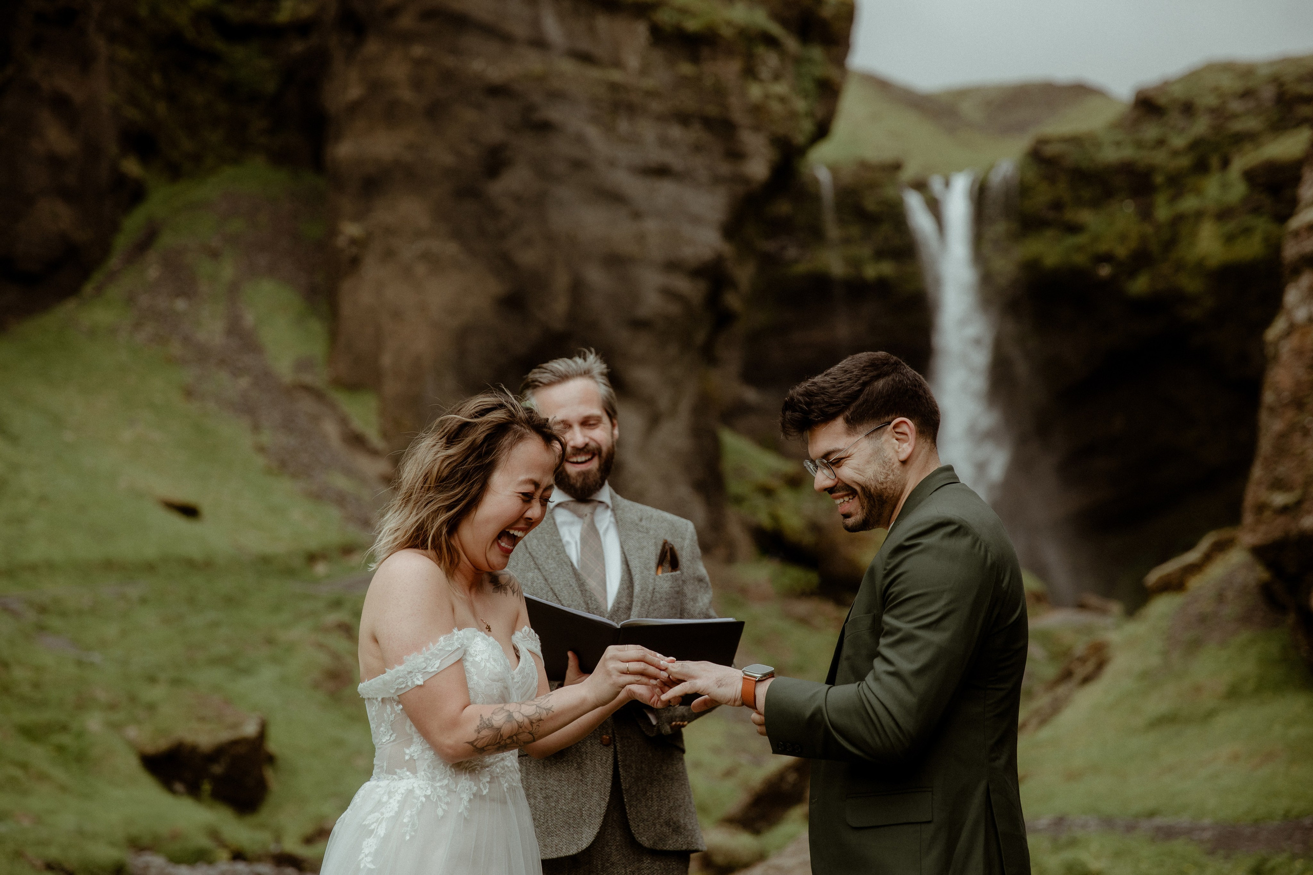 Elopement at Kvernufoss Waterfall. Iceland elopement photo and video | Nikolaichik Photo