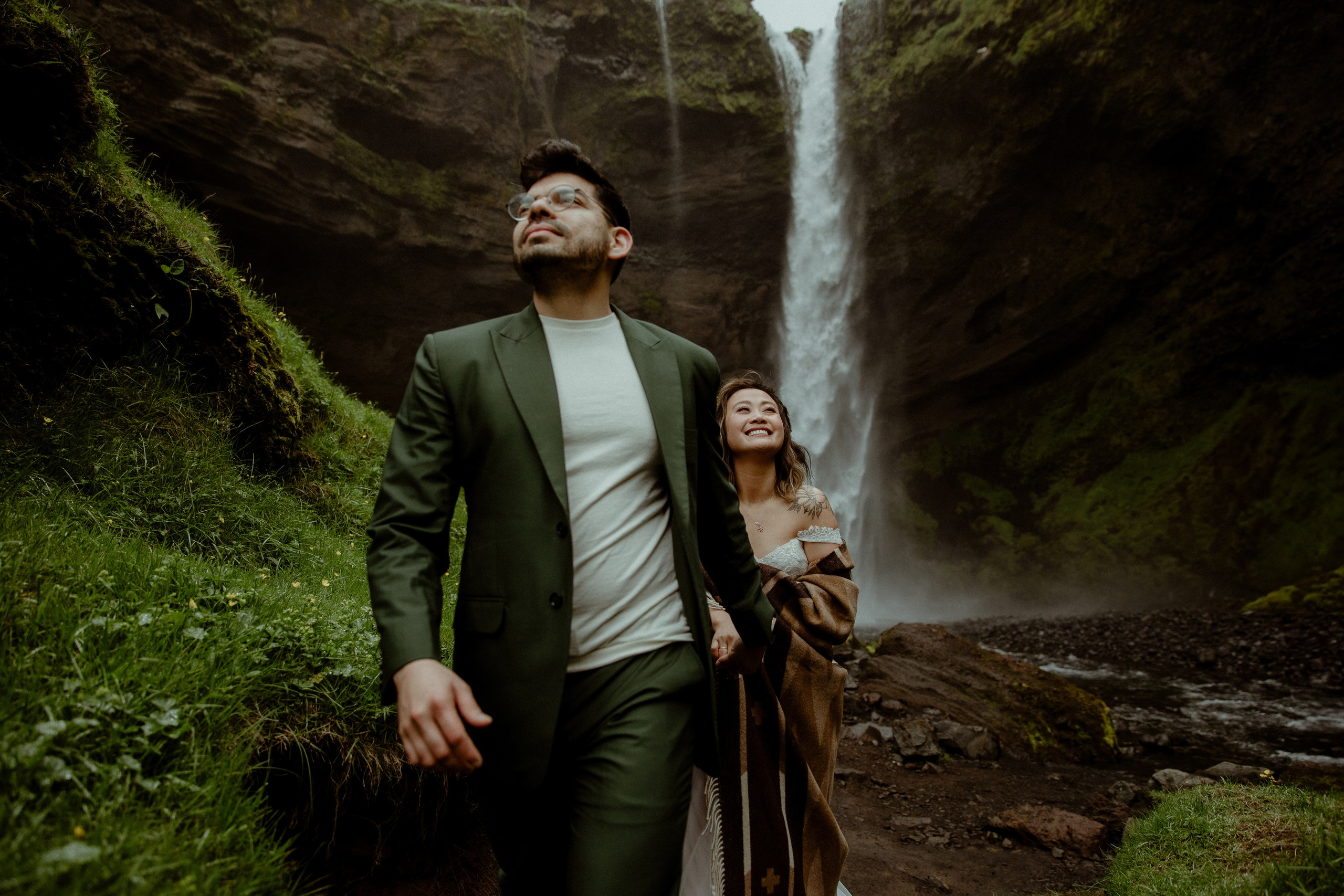 Elopement at Kvernufoss Waterfall. Iceland elopement photo and video | Nikolaichik Photo