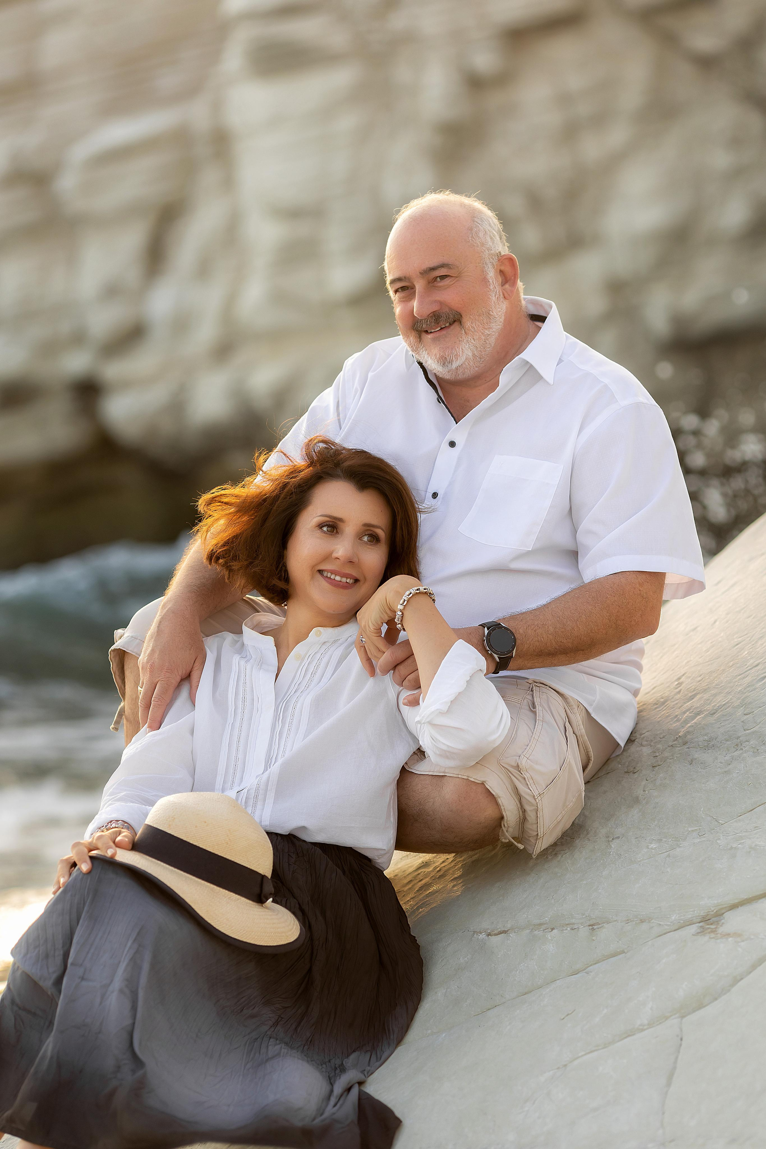 Sunset on White rocks. Photographer in Cyprus
