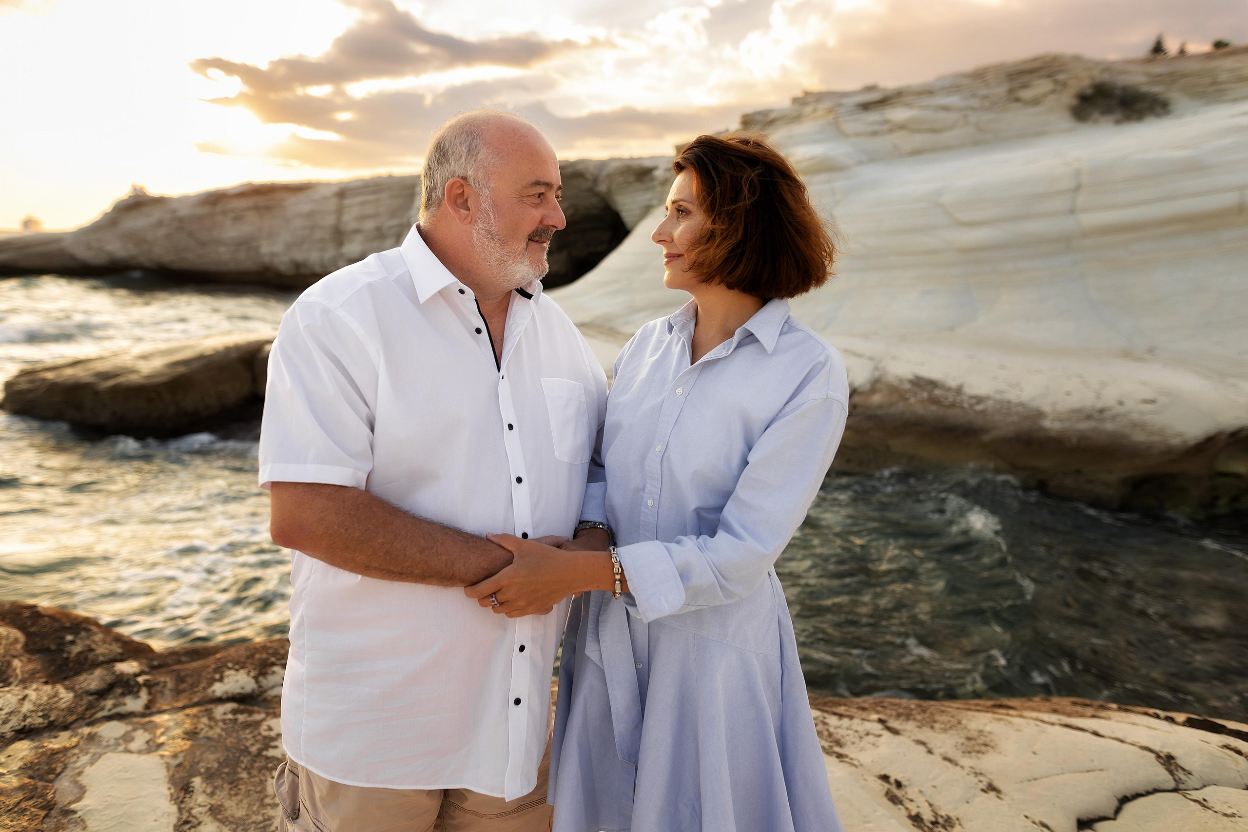 Sunset on White rocks. Photographer in Cyprus
