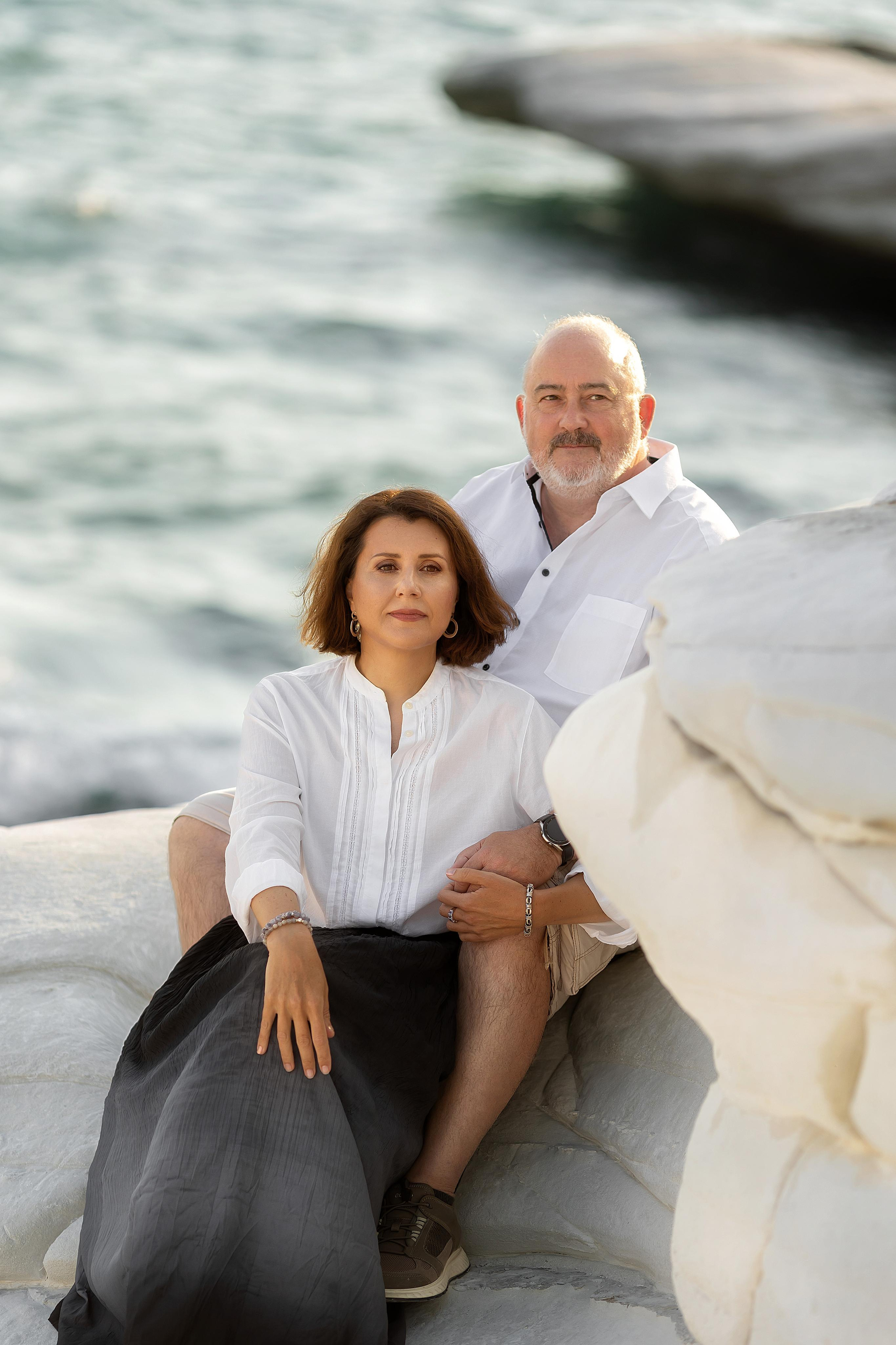 Sunset on White rocks. Photographer in Cyprus