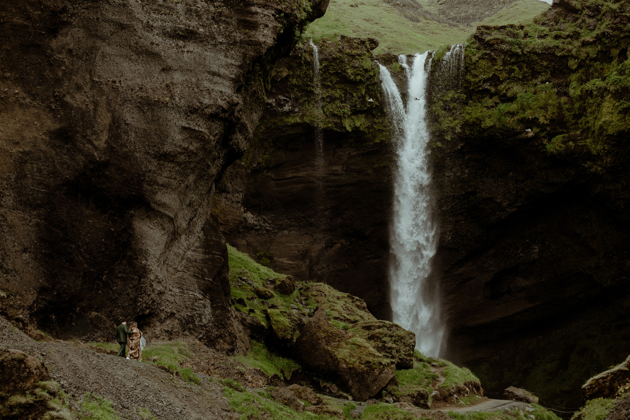 Elopement at Kvernufoss Waterfall. Iceland elopement photo and video | Nikolaichik Photo