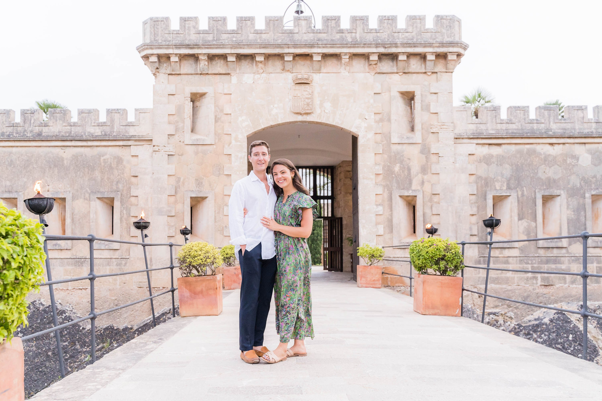 The Cap Rocat fortress entrance with Bride and Groom