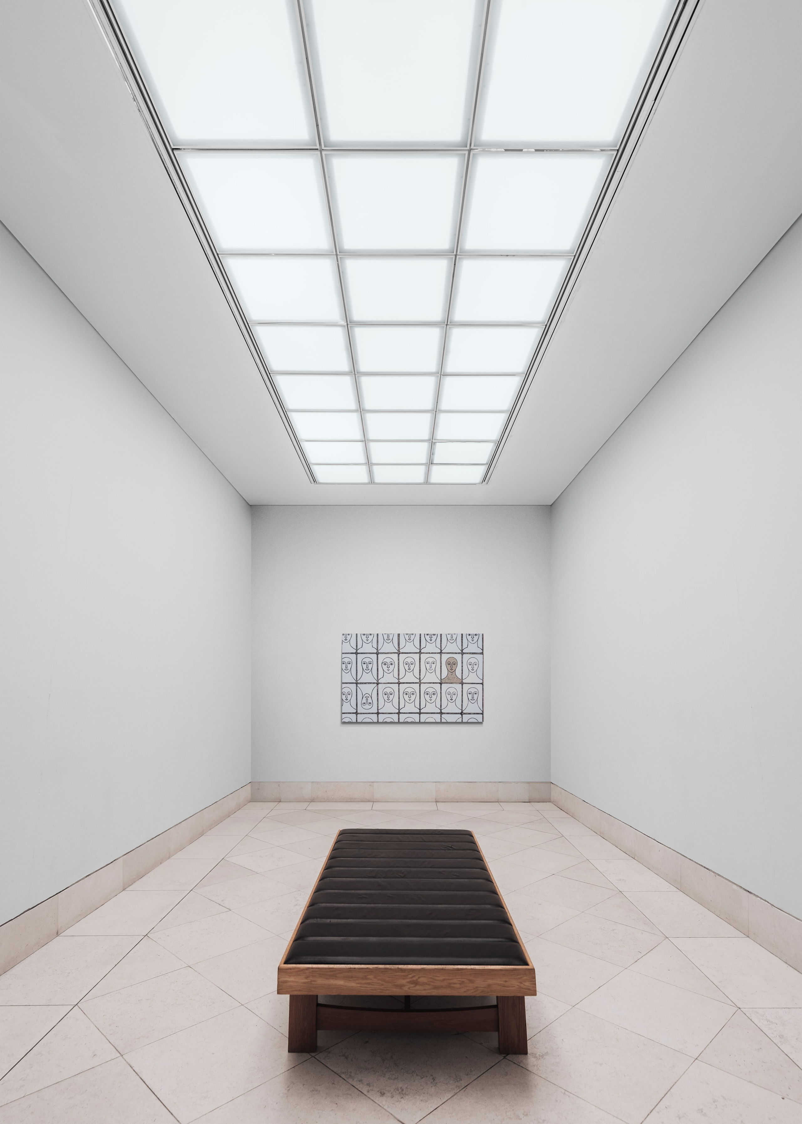 «Volti» Tecnica mista. Stampa su tela, ricamo su tela, olio su tela 90×144 cm. Nadia Kuprina. Artist