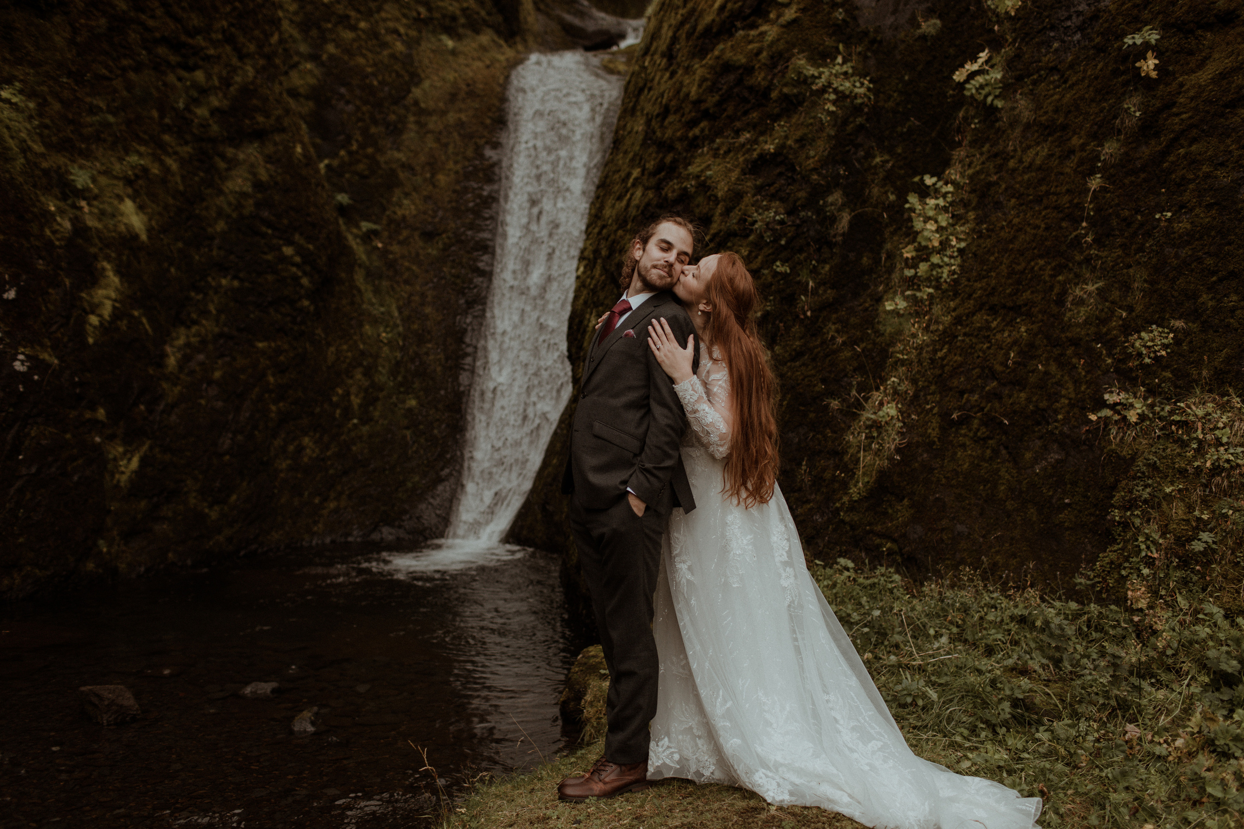 Ceremony at secret waterfall Iceland. Iceland elopement photographer & videographer