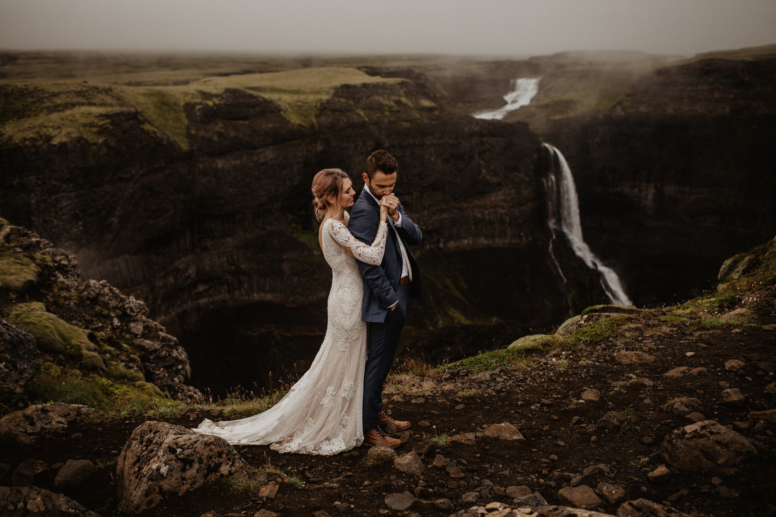 Elopement at Haifoss waterfall. Iceland elopement photo and video | Nikolaichik Photo
