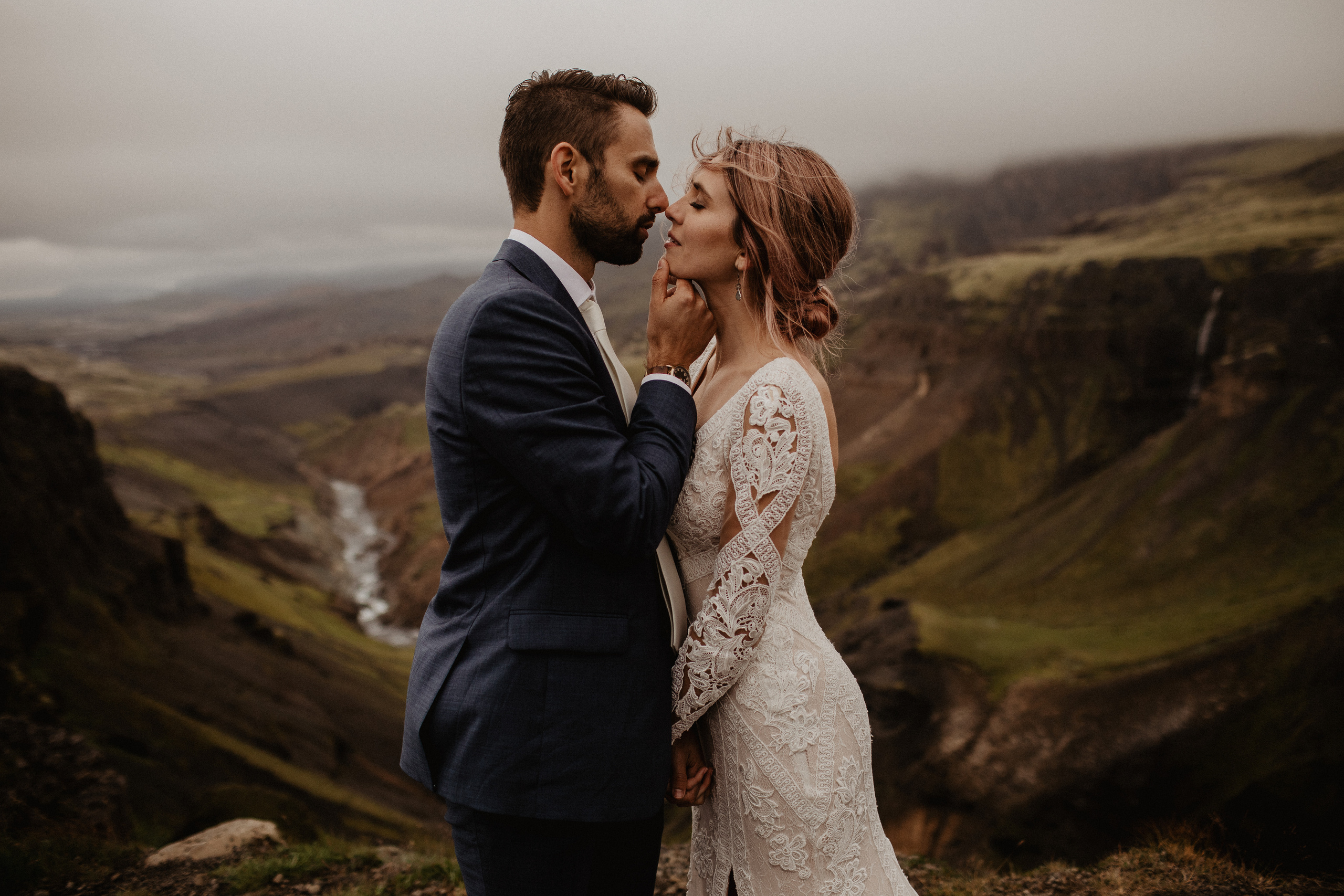 Elopement at Haifoss waterfall. Iceland elopement photo and video | Nikolaichik Photo